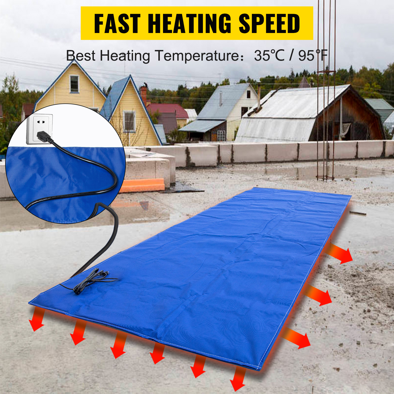 VEVOR Ground Thawing Blanket, Electric Concrete Curing Blanket with 5