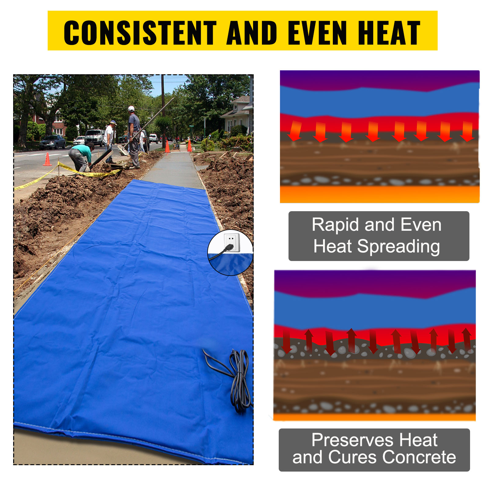 VEVOR Ground Thawing Blanket, Electric Concrete Curing Blanket with 5