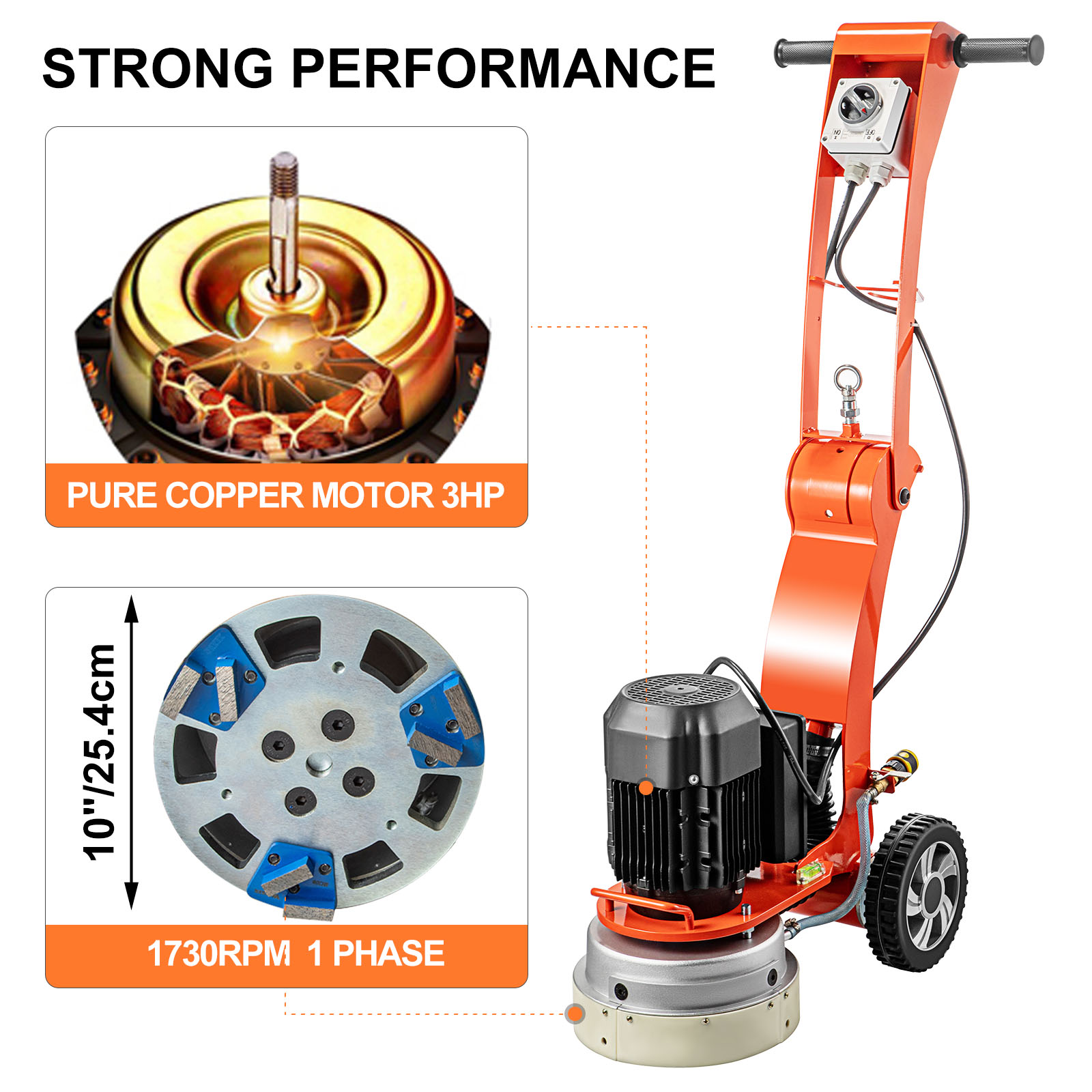 Electric shop concrete grinder