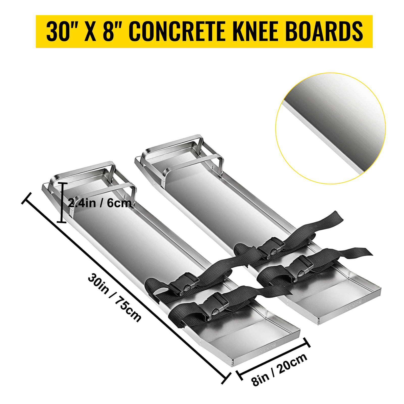 VEVOR Concrete Knee Boards Slider Knee Boards 28 x 8 Kneeler Board  Stainless Steel Kneedboards Concrete Sliders Pair Moving Sliders W /  Concrete Knee Pads & Board Straps for Concrete Finishing 