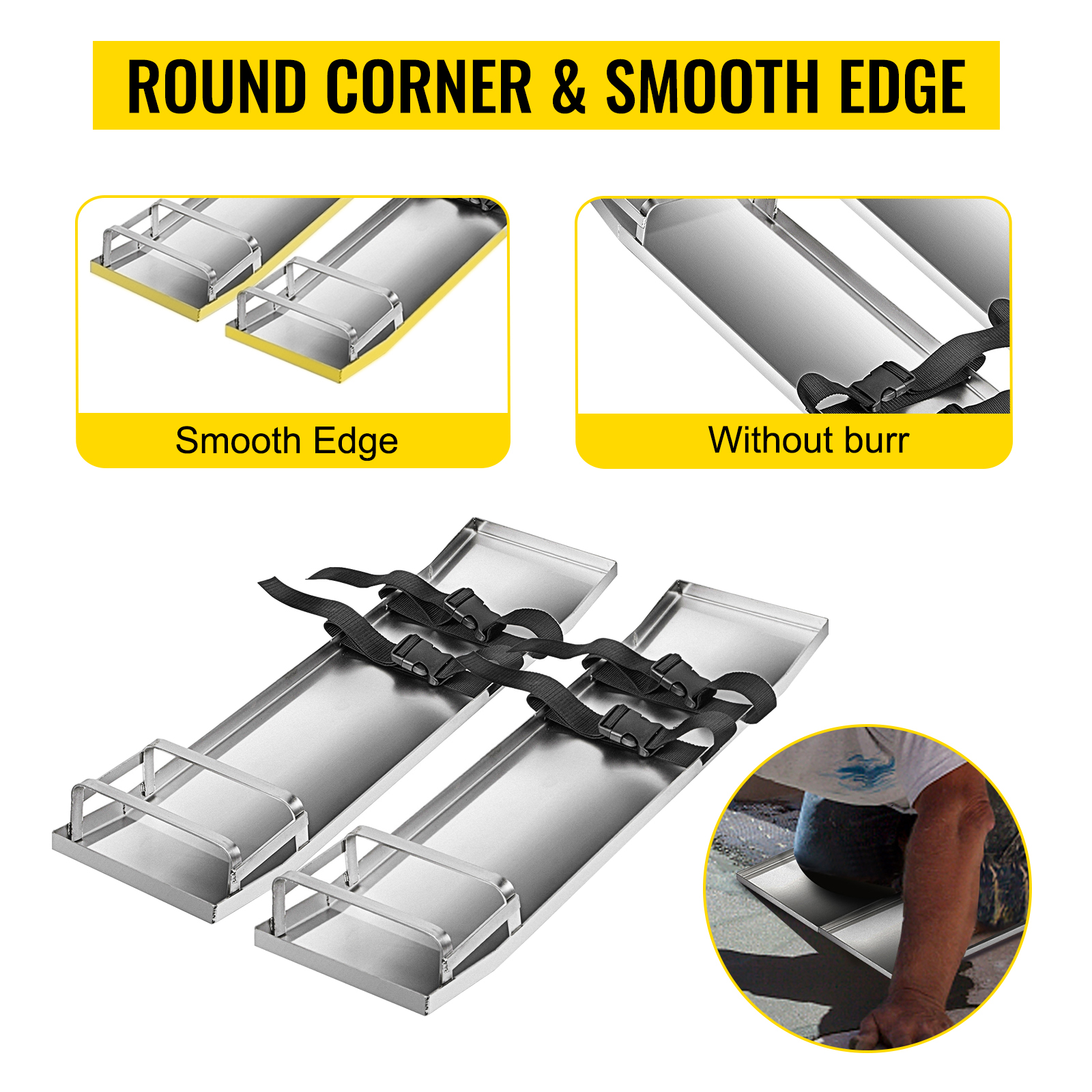 VEVOR Concrete Knee Boards 28'' x 8'' Slider Knee Boards, Kneeler Board  Stainless Steel Concrete Sliders