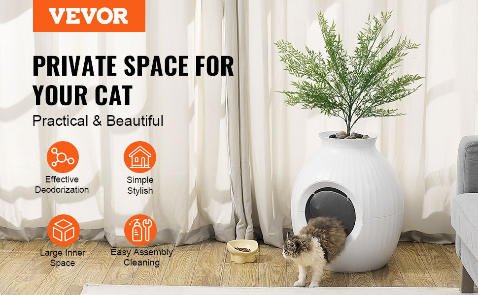 VEVOR OdorFree Plant Cat Litter Box Hidden Cat Litter Box with