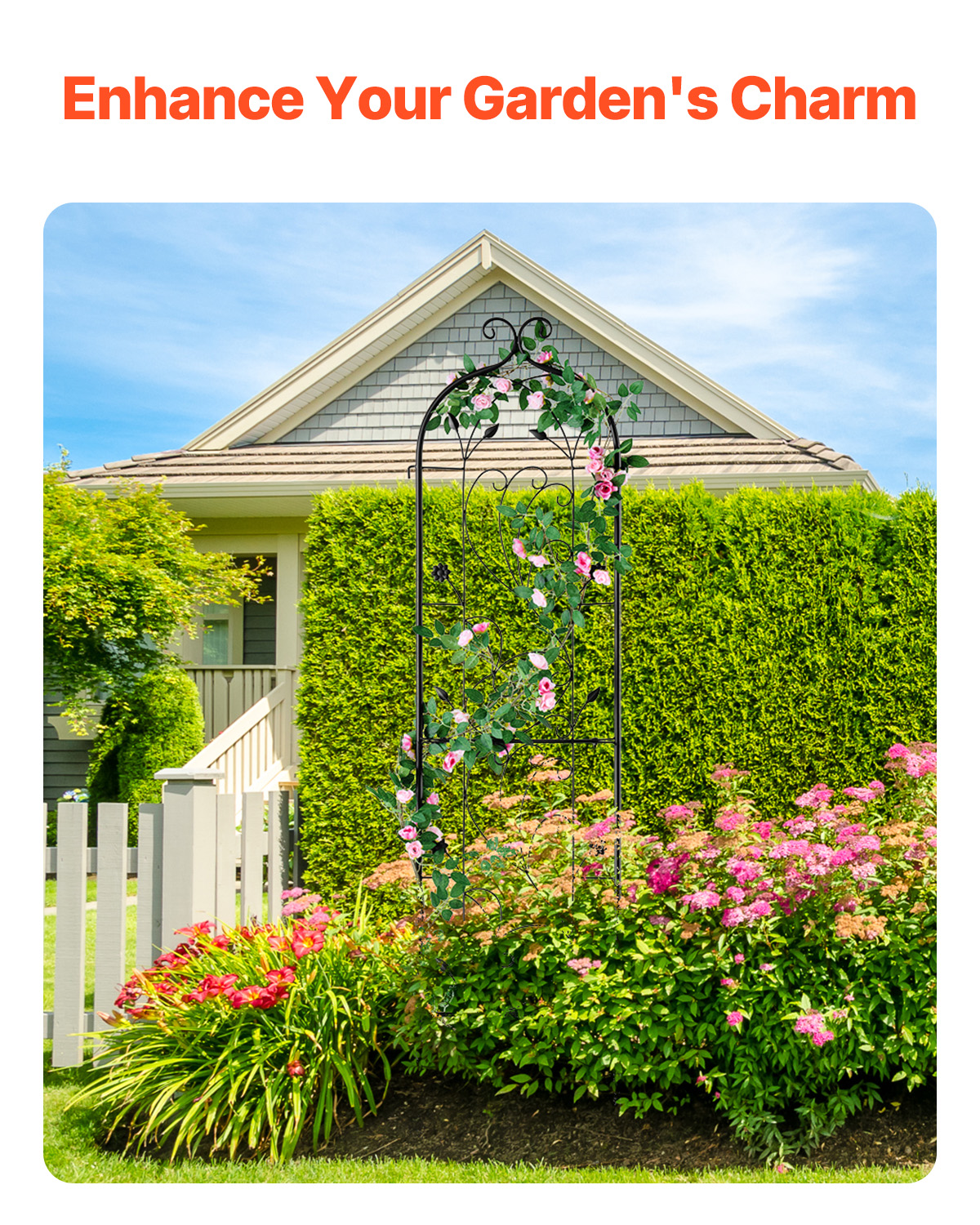 Metal Garden Trellis Climbing Plant Support 87x20/71x20/60x15" Rustproof 1/2/4pc - Picture 15 of 84