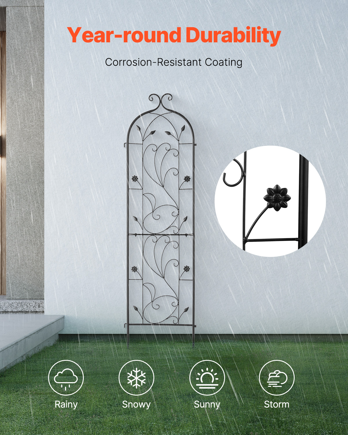 Metal Garden Trellis Climbing Plant Support 87x20/71x20/60x15" Rustproof 1/2/4pc - Picture 16 of 84