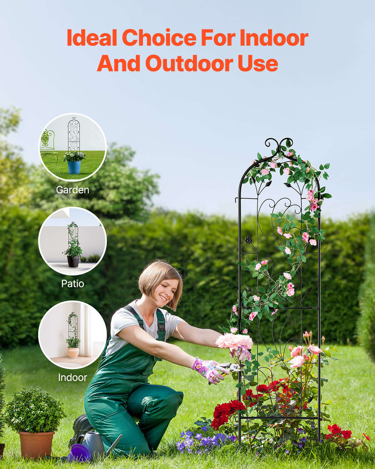Metal Garden Trellis Climbing Plant Support 87x20/71x20/60x15" Rustproof 1/2/4pc - Picture 18 of 84