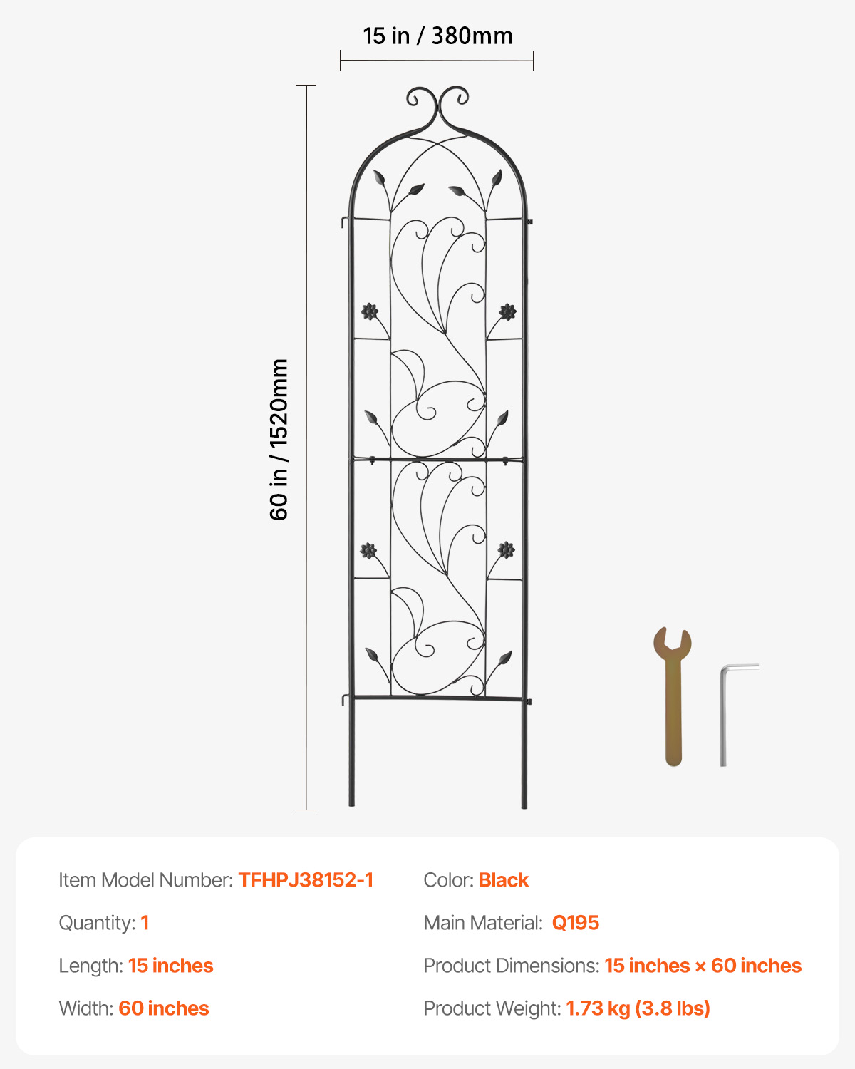 Metal Garden Trellis Climbing Plant Support 87x20/71x20/60x15" Rustproof 1/2/4pc - Picture 19 of 84