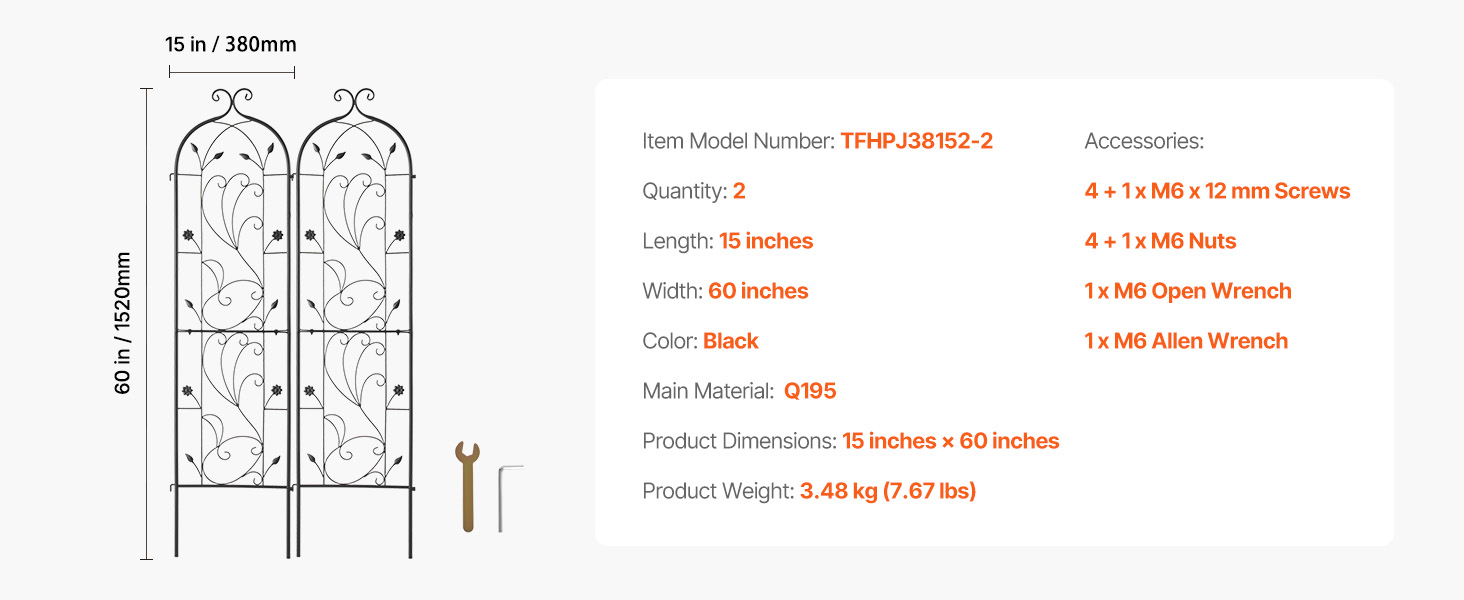 Garden trellis,60 x 15 in,2 packs