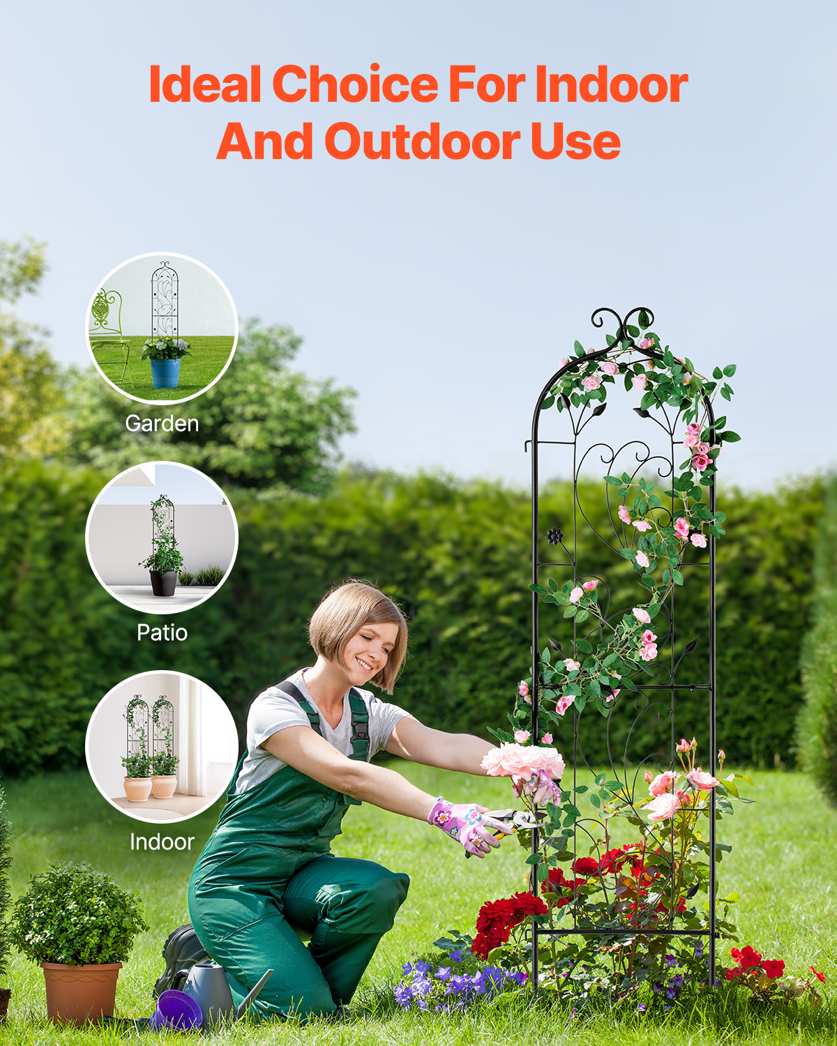 Metal Garden Trellis Climbing Plant Support 87x20/71x20/60x15" Rustproof 1/2/4pc - Picture 30 of 84