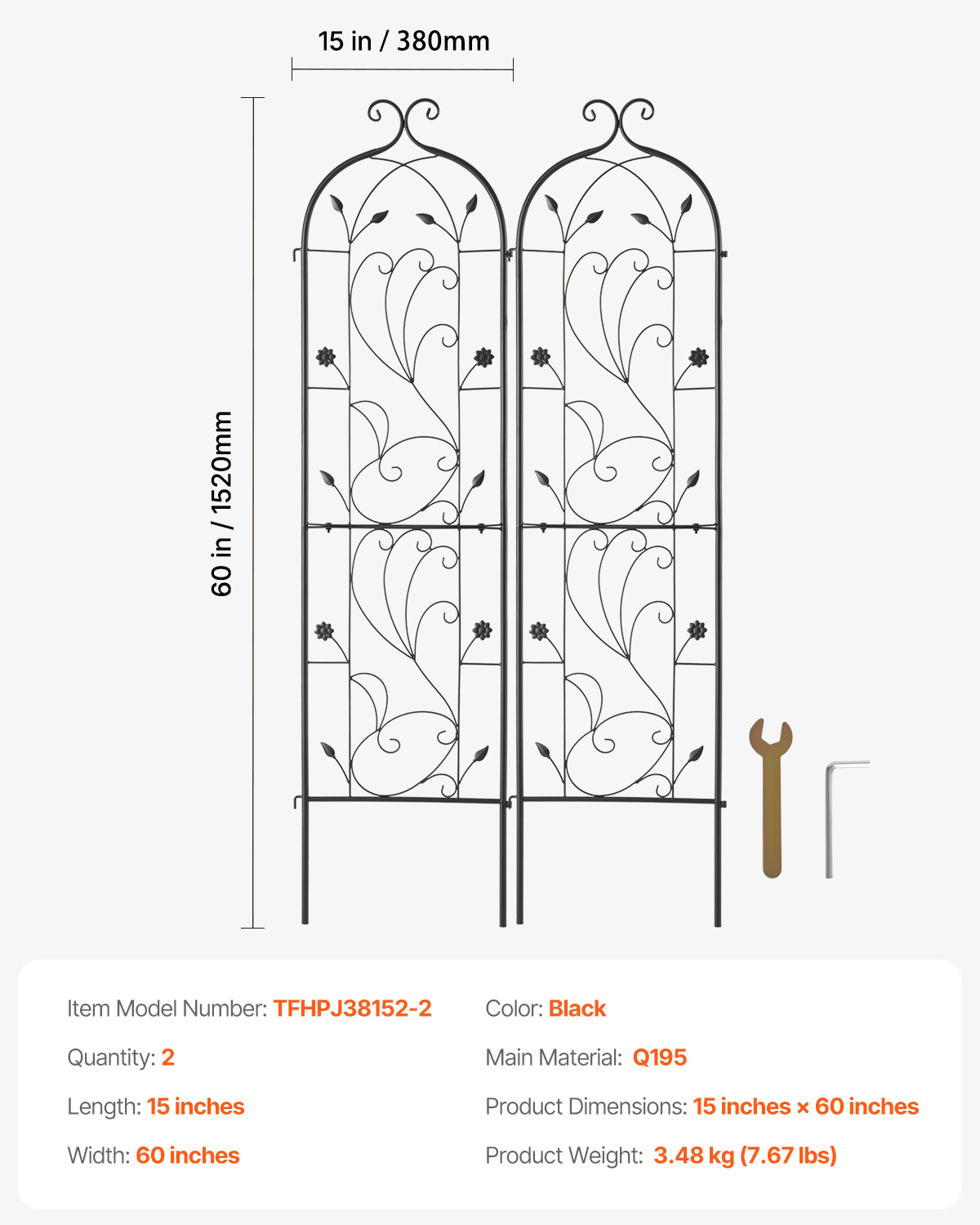 Metal Garden Trellis Climbing Plant Support 87x20/71x20/60x15" Rustproof 1/2/4pc - Picture 31 of 84