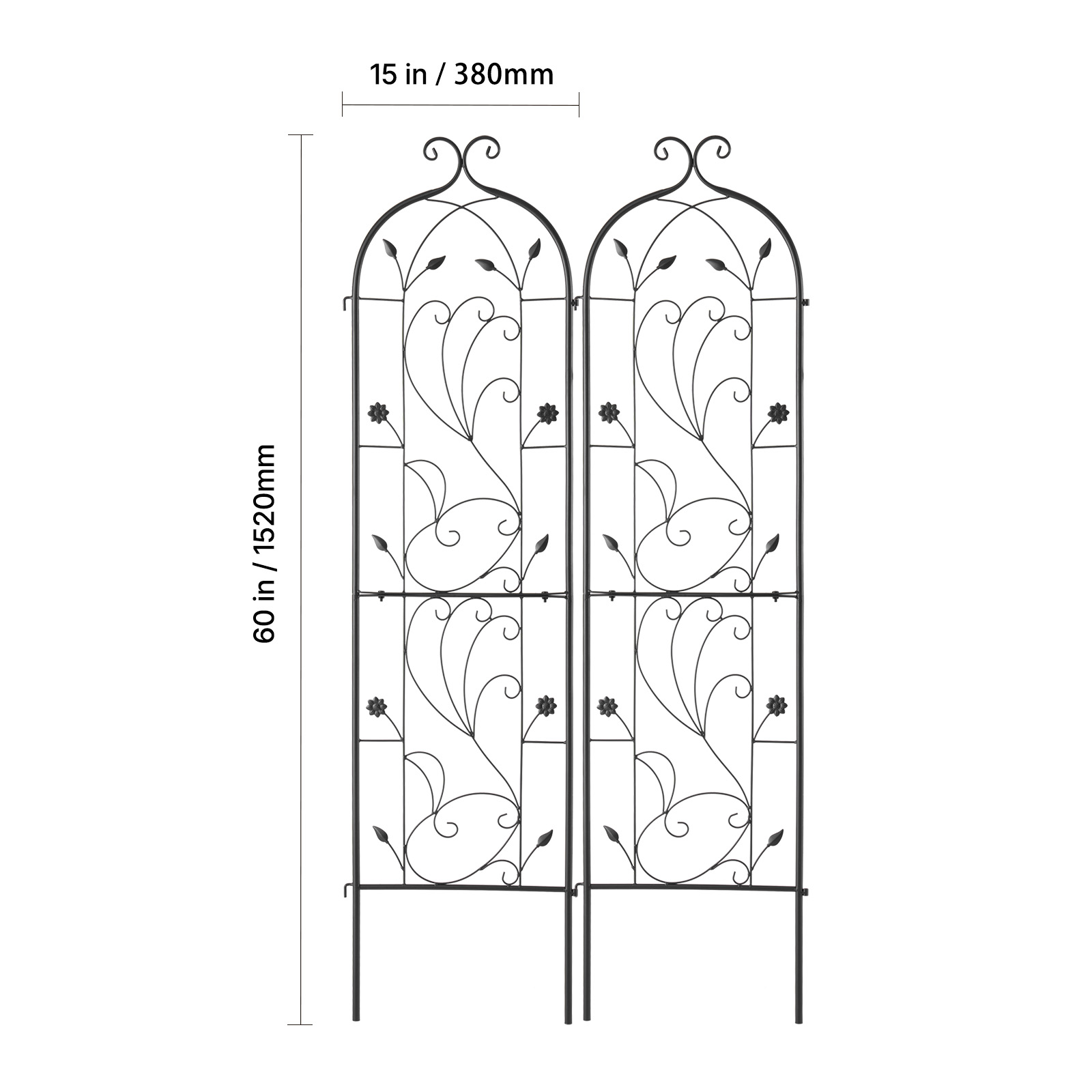 Metal Garden Trellis Climbing Plant Support 87x20/71x20/60x15" Rustproof 1/2/4pc - Picture 32 of 84