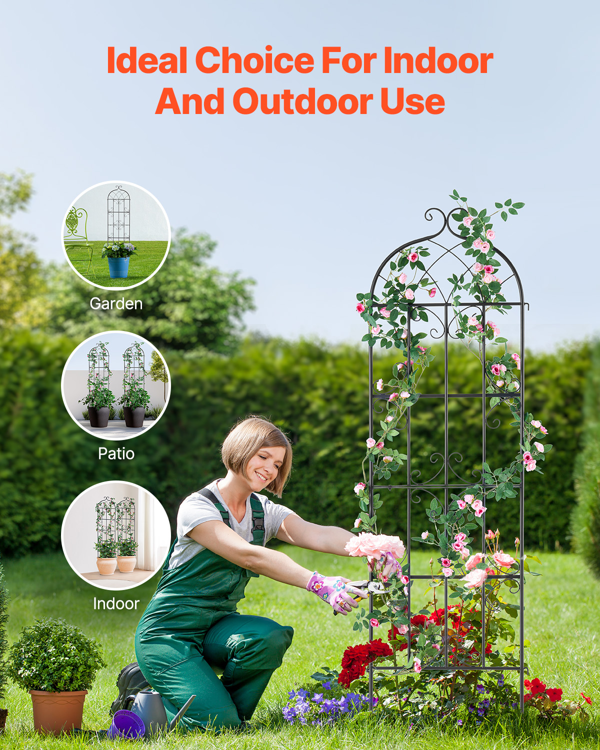 Metal Garden Trellis Climbing Plant Support 87x20/71x20/60x15" Rustproof 1/2/4pc - Picture 42 of 84