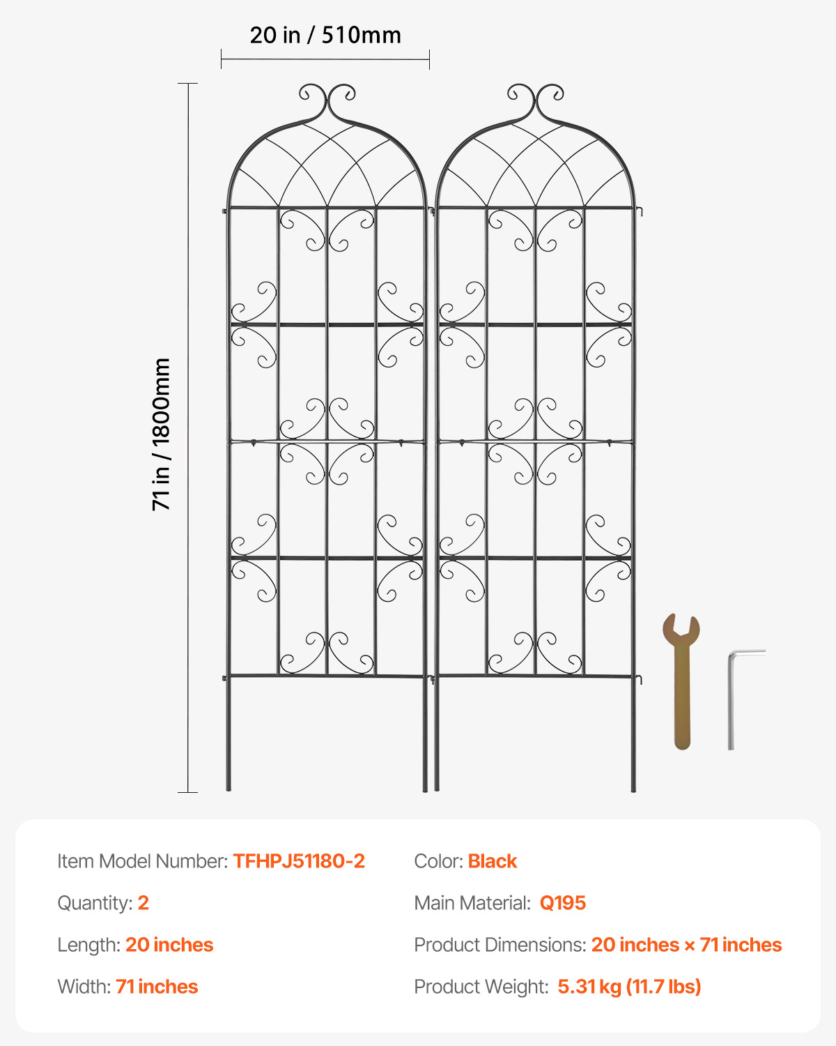 Metal Garden Trellis Climbing Plant Support 87x20/71x20/60x15" Rustproof 1/2/4pc - Picture 43 of 84
