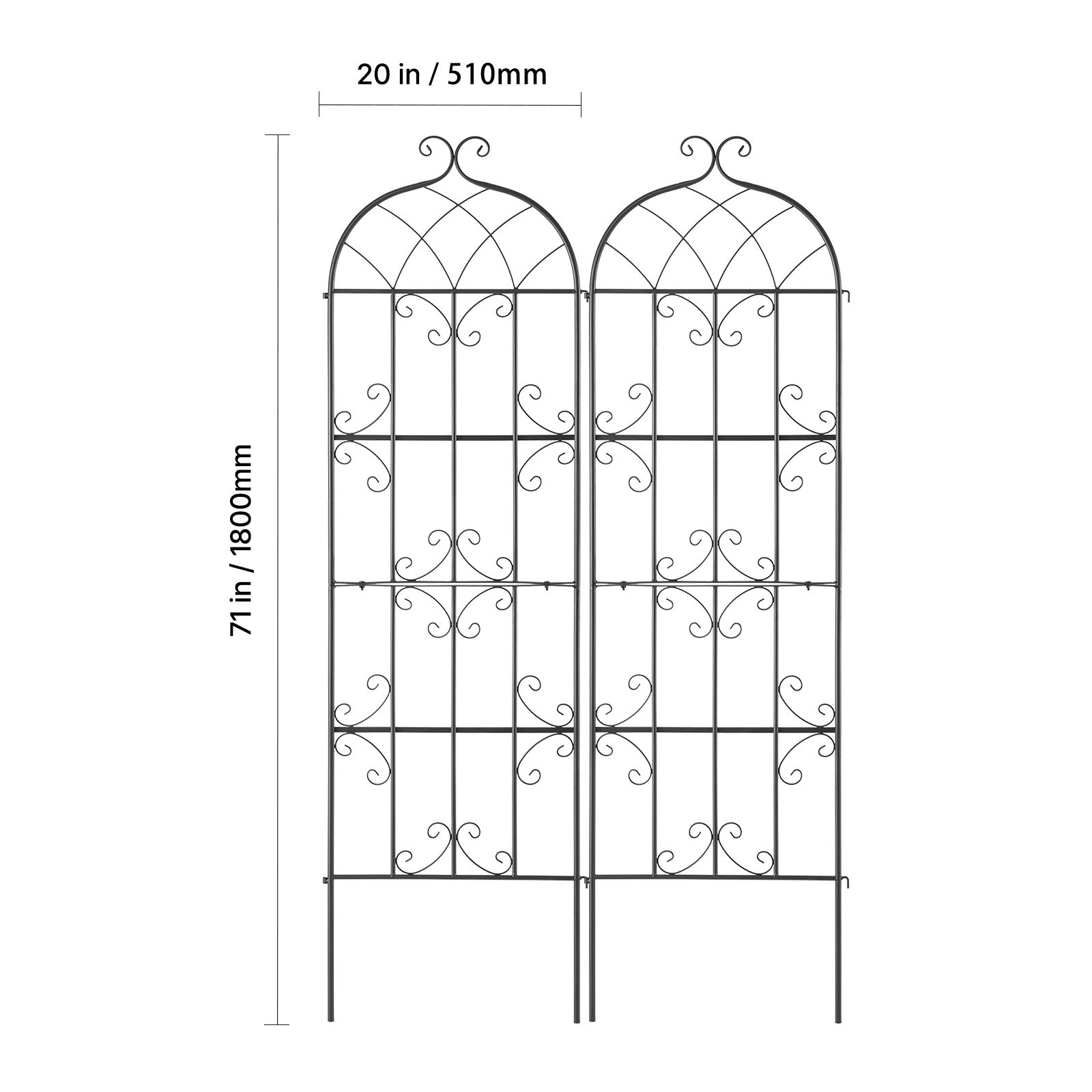 Metal Garden Trellis Climbing Plant Support 87x20/71x20/60x15" Rustproof 1/2/4pc - Picture 44 of 84