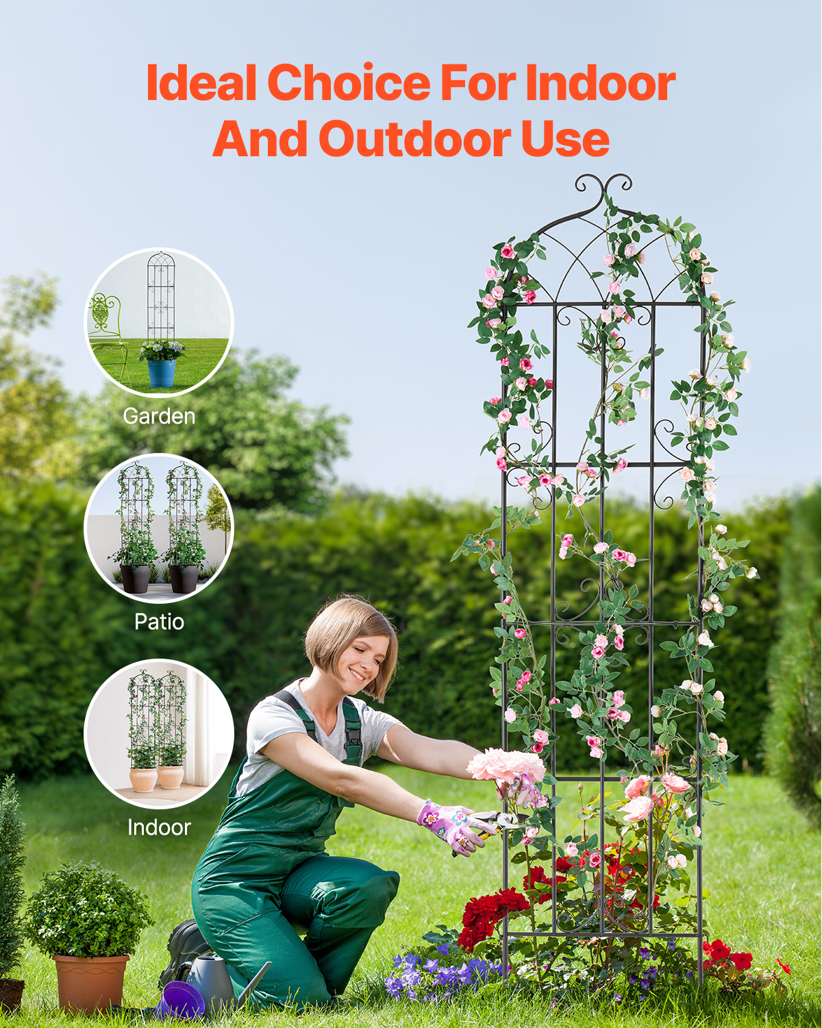 Metal Garden Trellis Climbing Plant Support 87x20/71x20/60x15" Rustproof 1/2/4pc - Picture 66 of 84