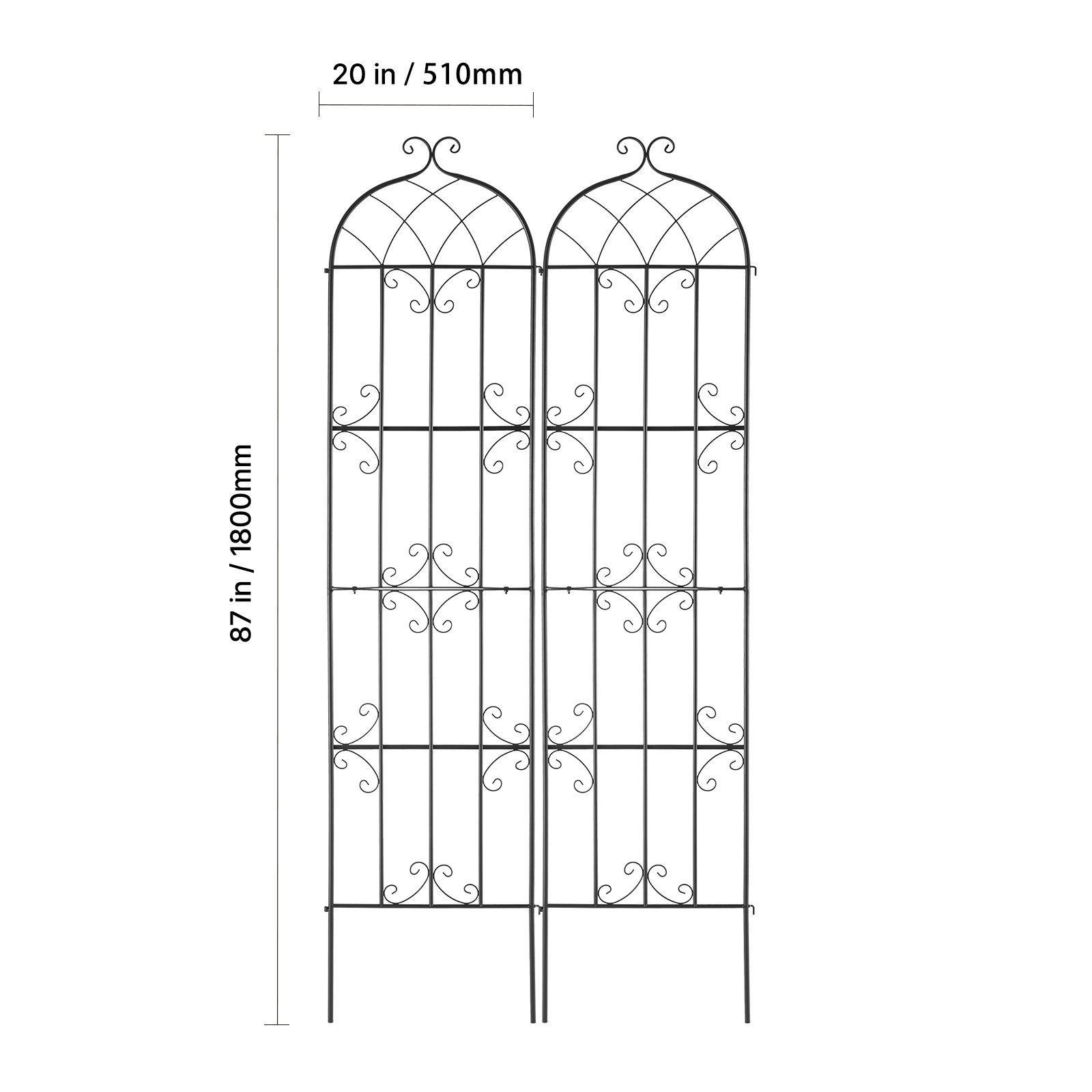 Metal Garden Trellis Climbing Plant Support 87x20/71x20/60x15" Rustproof 1/2/4pc - Picture 68 of 84