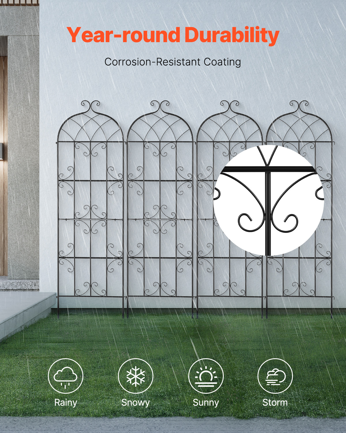 Metal Garden Trellis Climbing Plant Support 87x20/71x20/60x15" Rustproof 1/2/4pc - Picture 52 of 84