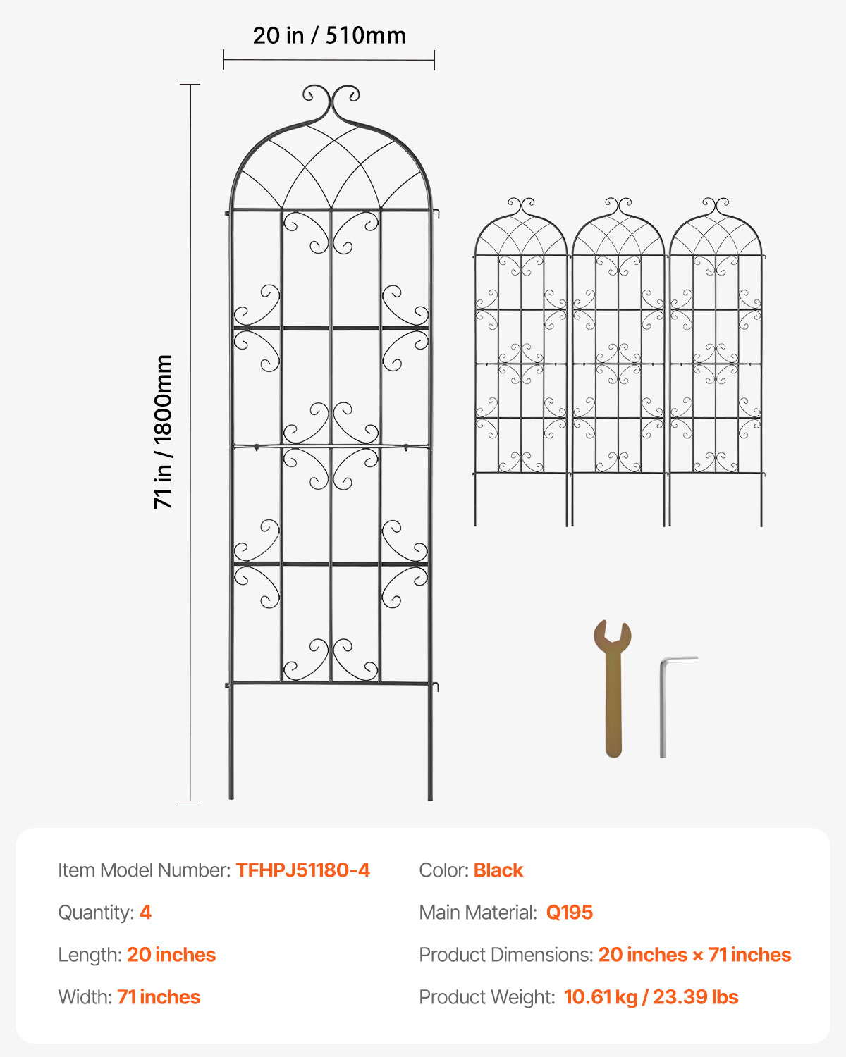 Metal Garden Trellis Climbing Plant Support 87x20/71x20/60x15" Rustproof 1/2/4pc - Picture 55 of 84