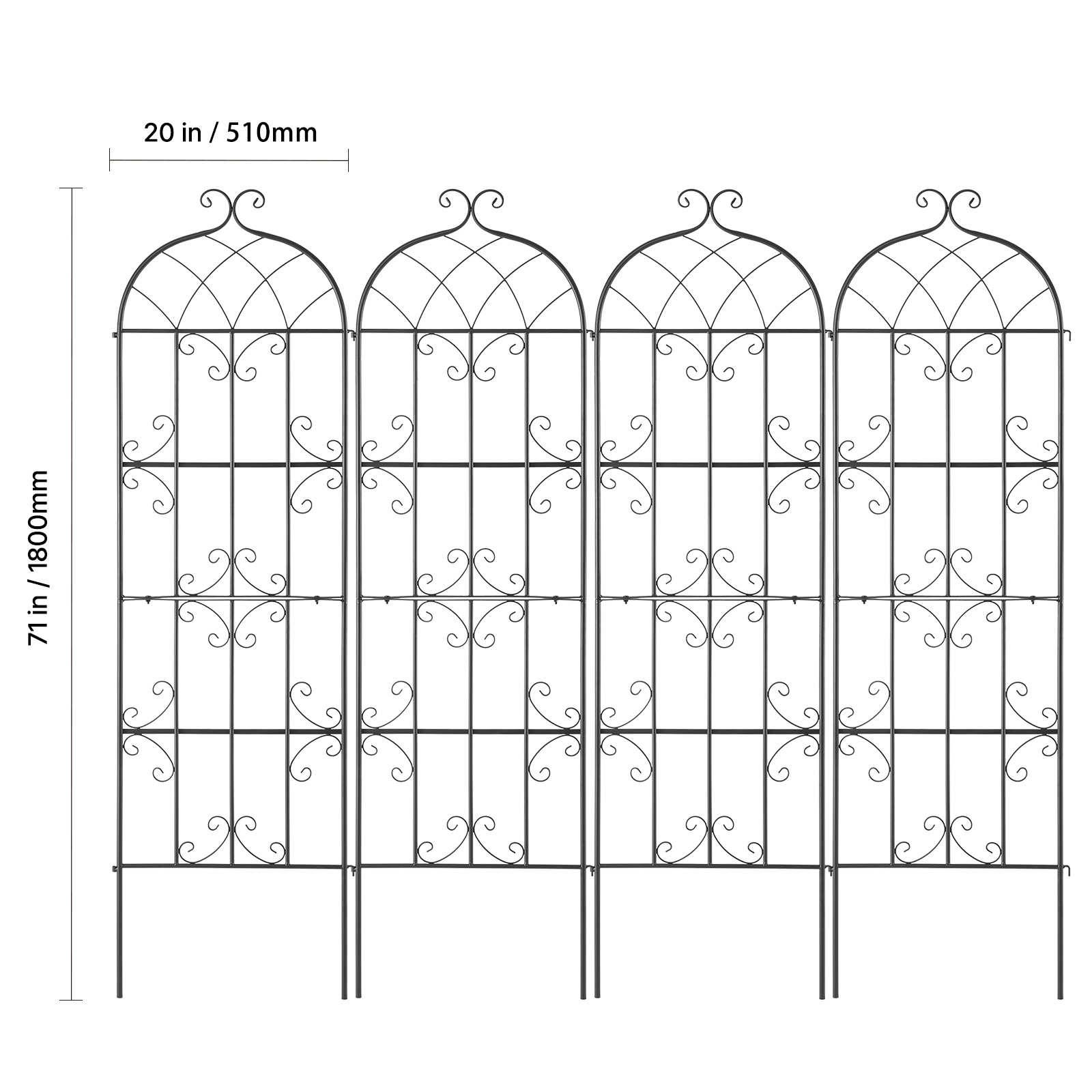 Metal Garden Trellis Climbing Plant Support 87x20/71x20/60x15" Rustproof 1/2/4pc - Picture 56 of 84