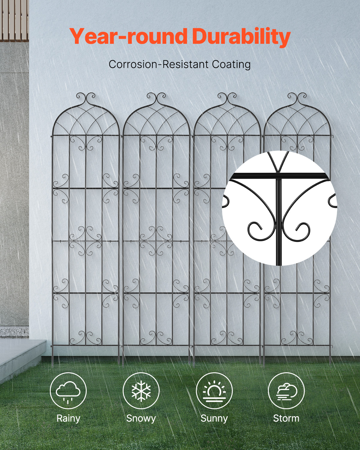 Metal Garden Trellis Climbing Plant Support 87x20/71x20/60x15" Rustproof 1/2/4pc - Picture 76 of 84