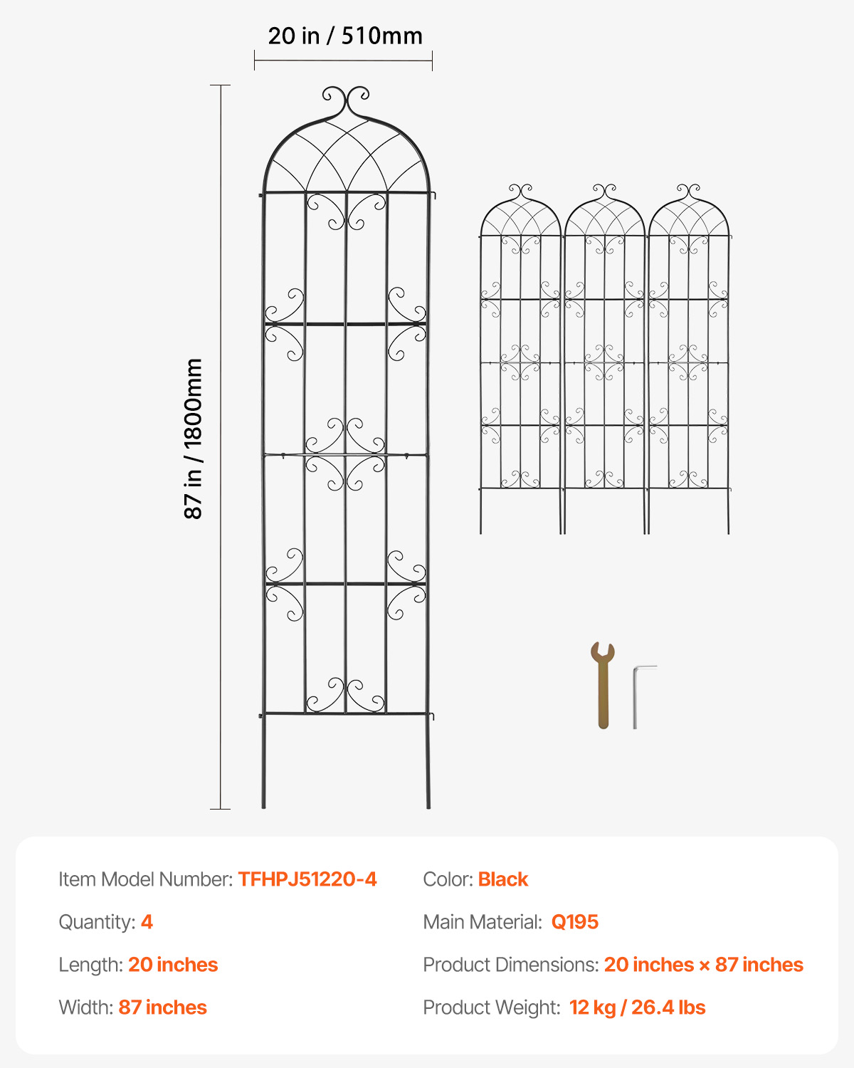 Metal Garden Trellis Climbing Plant Support 87x20/71x20/60x15" Rustproof 1/2/4pc - Picture 79 of 84