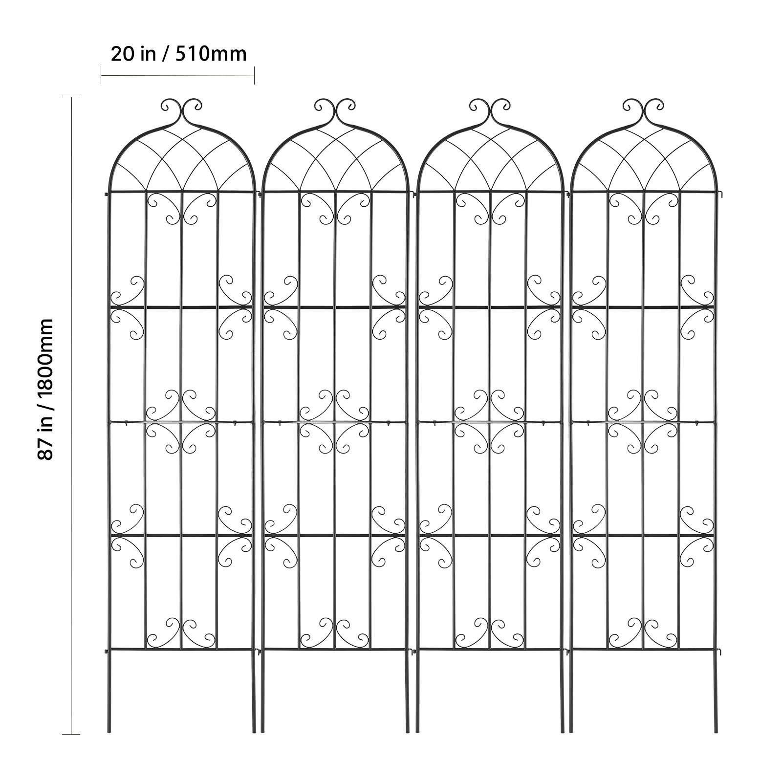 Metal Garden Trellis Climbing Plant Support 87x20/71x20/60x15" Rustproof 1/2/4pc - Picture 80 of 84