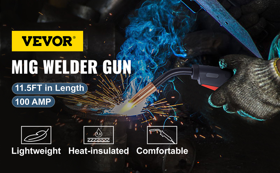 VEVOR Mig Welding Gun 150Amp 11.5Ft, fit for Lincoln Welding Torch Stinger Replacement fit for Lincoln Magnum 100L (K530-5) fit 0.025 to 0.45 Inch Wire