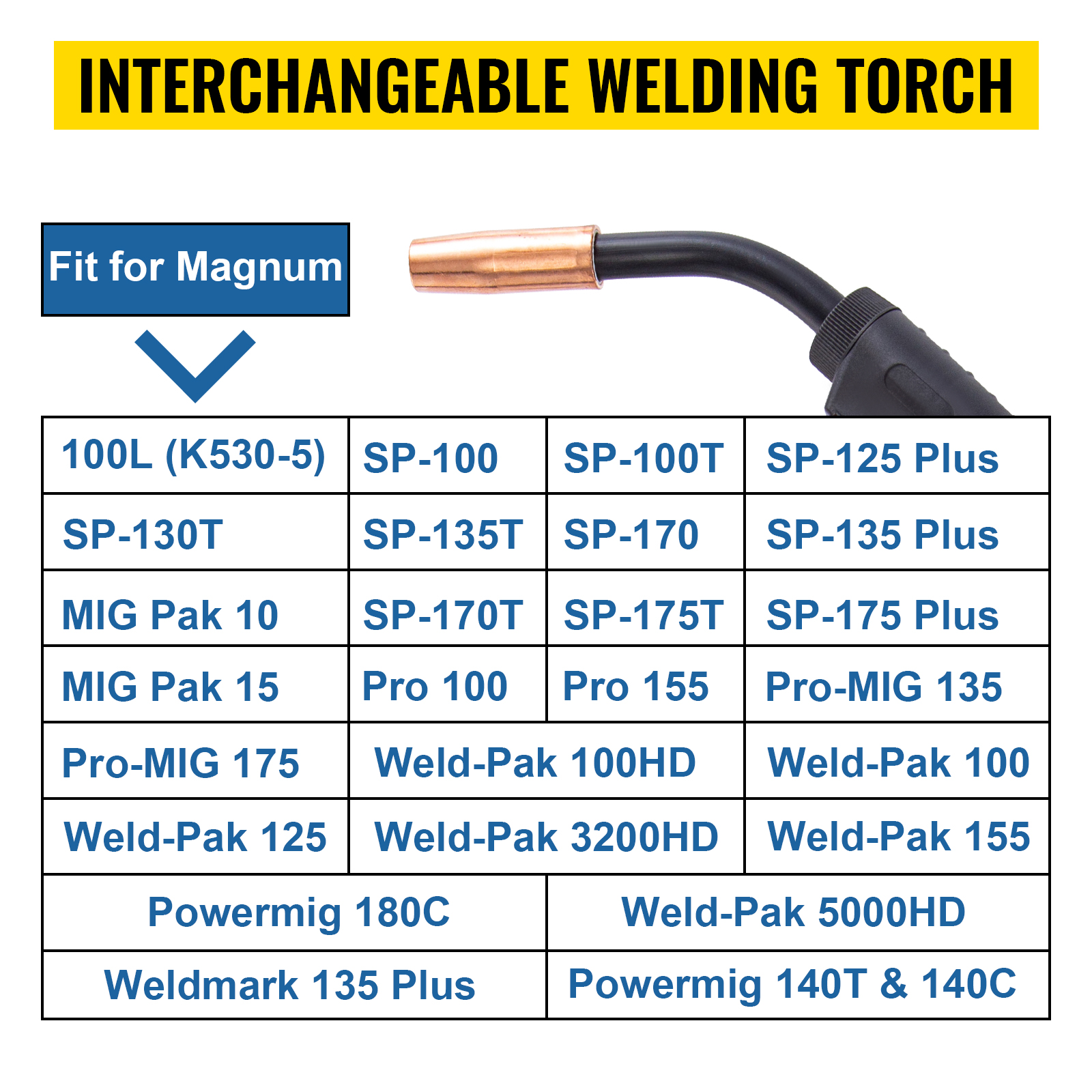 VEVOR MIG Welding Gun 11.5 ft. 150 Amp Welding Torch Stinger Replacement for Lincoln Magnum 100 L 0.025 in. to 0.45 in. Wire