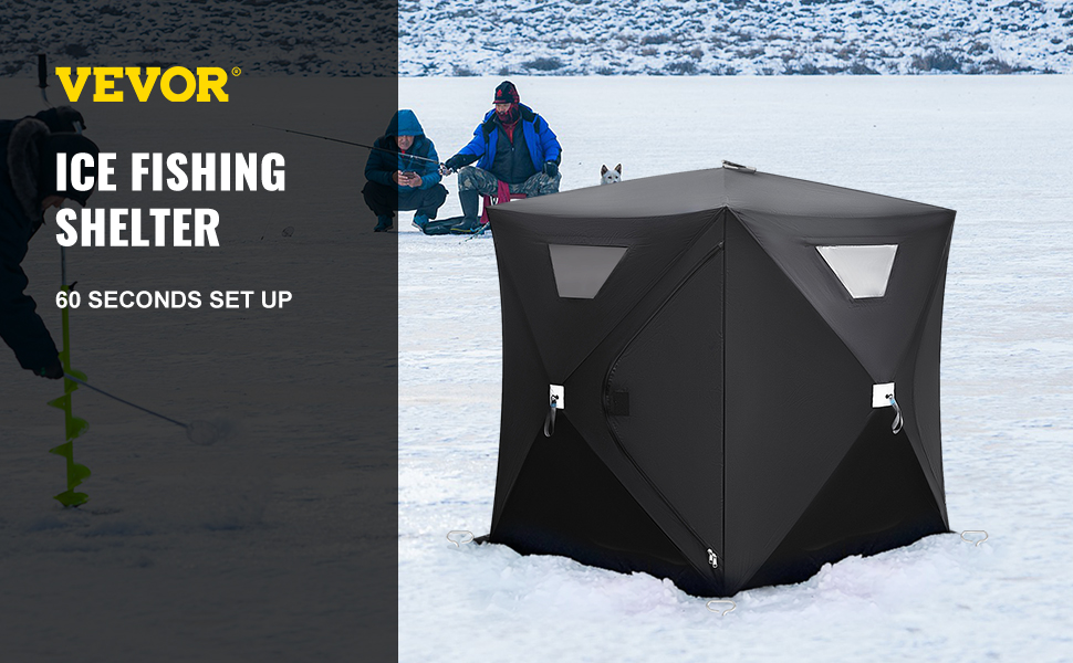 Doubleriver Ice Fishing Shelter Ice Fishing Tent Pop Up Ice Fishing Tent for 4-5 Person Water-Repellent and Wind-Resistant,Ice Fishing Shelter Easy to Assemble 