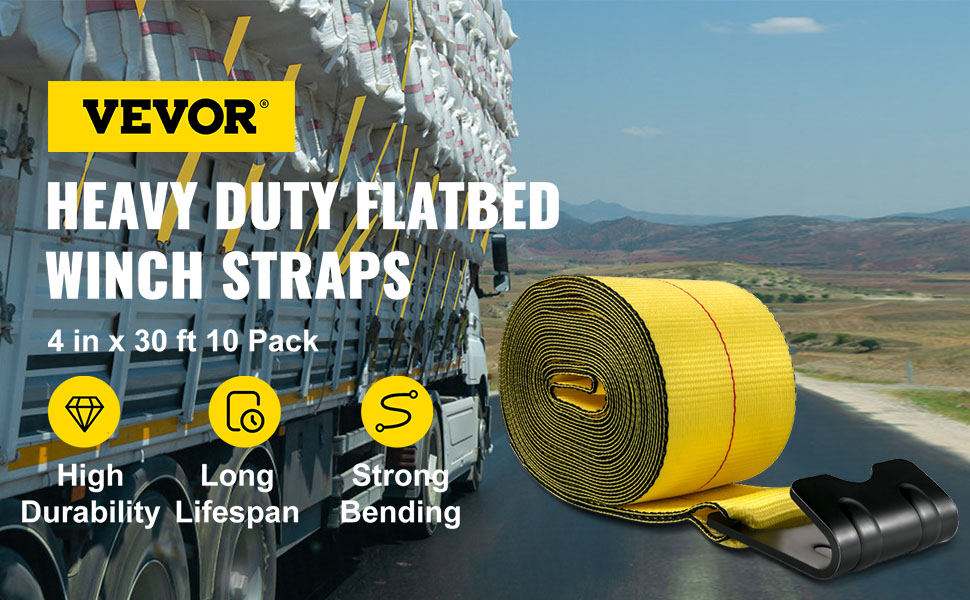 Truck Straps,4 in x 30 ft,Yellow