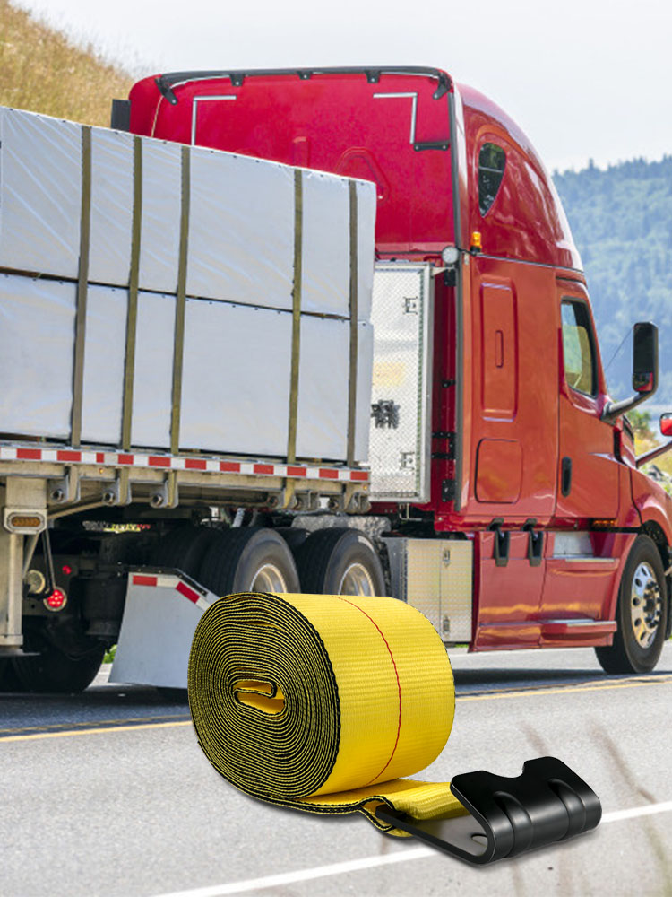 VEVOR Truck Straps 4"x30' Winch Straps with a Flat Hook Flatbed Tie Downs 15400lbs Load Capacity Flatbed Strap Cargo Control for Flatbeds, Trucks, Trailers, Farms, Rescues, Tree Saver, Yellow(4 Pack)