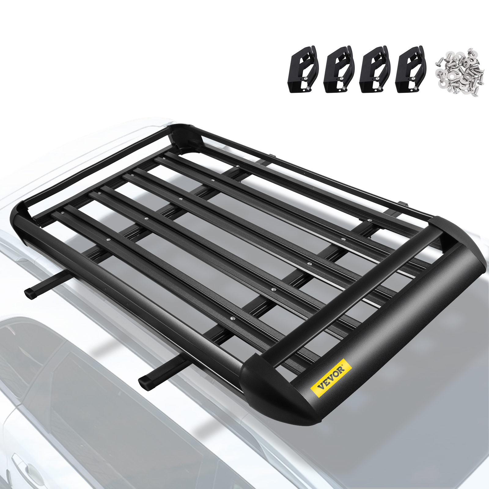 Aluminum Roof Rack VEVOR Universal 64x40 Inch Roof Basket Basket Roof Mounted Cargo Rack with Bars XL-B for Car Top Luggage Traveling SUV Holder 63X 40 Roof Rack 