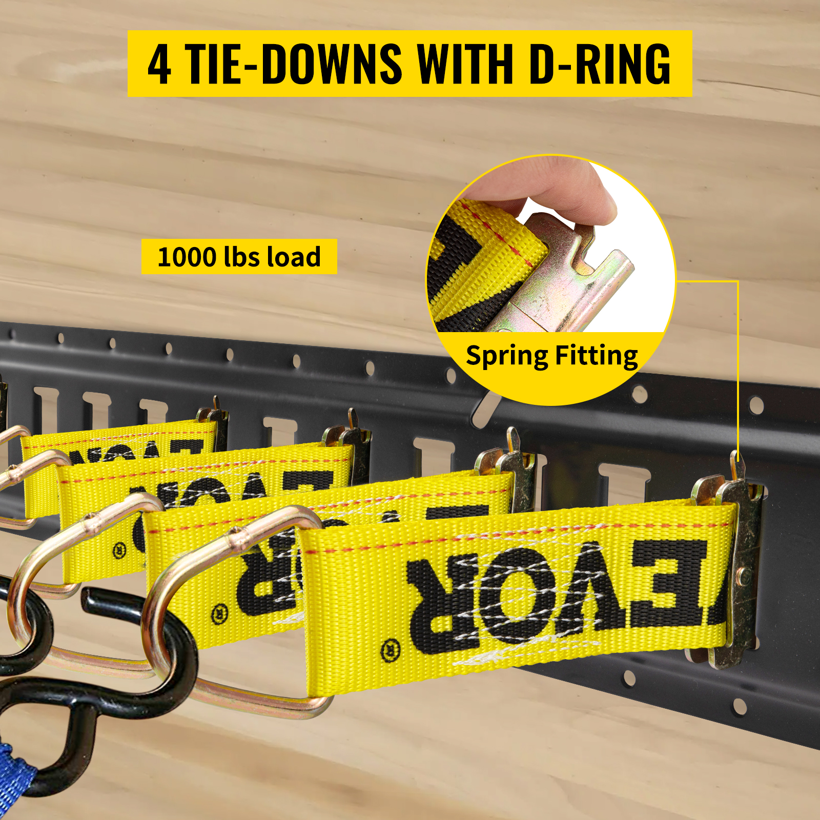 VEVOR E-Track Kit deArrimage 4 Pieces Rails deArrimage de 2,44 m