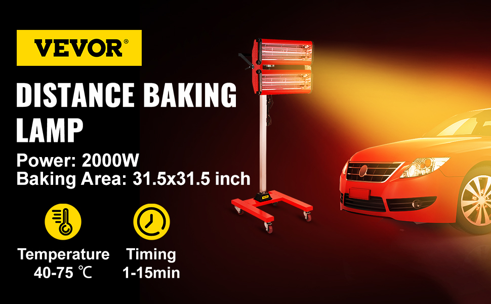 Sèche-peinture Infrarouge 2000W Professionnel - Lampe De Durcissement Pour Réparation Carrosserie, Cabine Peinture Voiture, Séchage Spatule