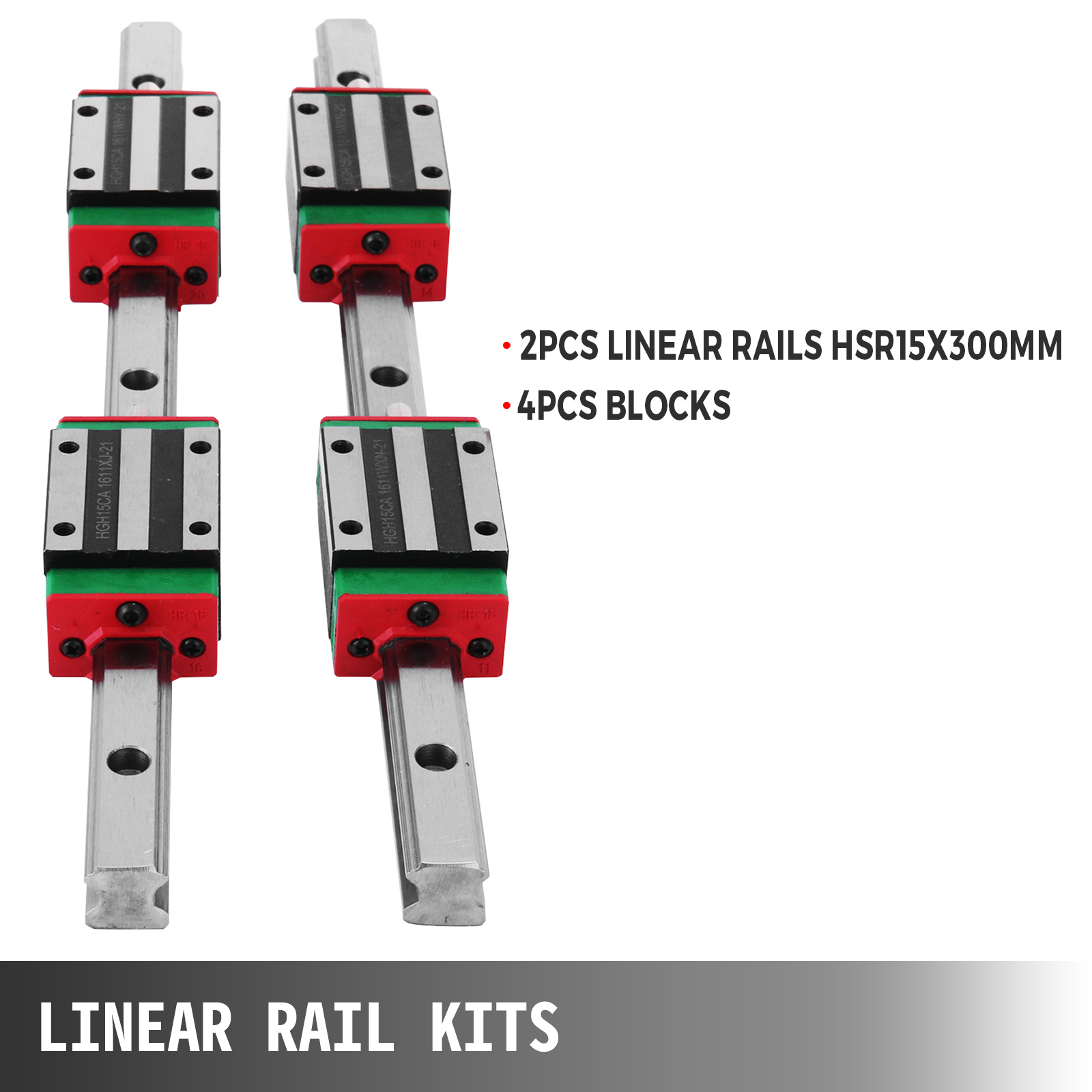 CNC Set 15-400mm 2x Linear Guideway Rail 4x Square type carriage bearing block 