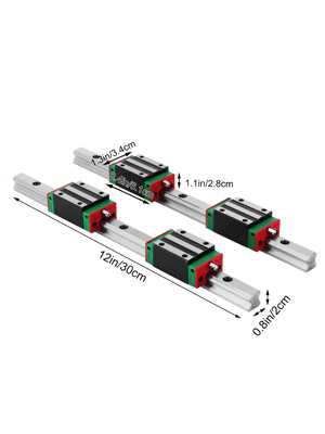 VEVOR VEVOR HGH20 Guida Lineare Set di Guide per Cuscinetti Lineari con 4  Supporti e 2 Alberi di Guida da 1500 mm Guida Lineare in Acciaio  Inox,Ideale per