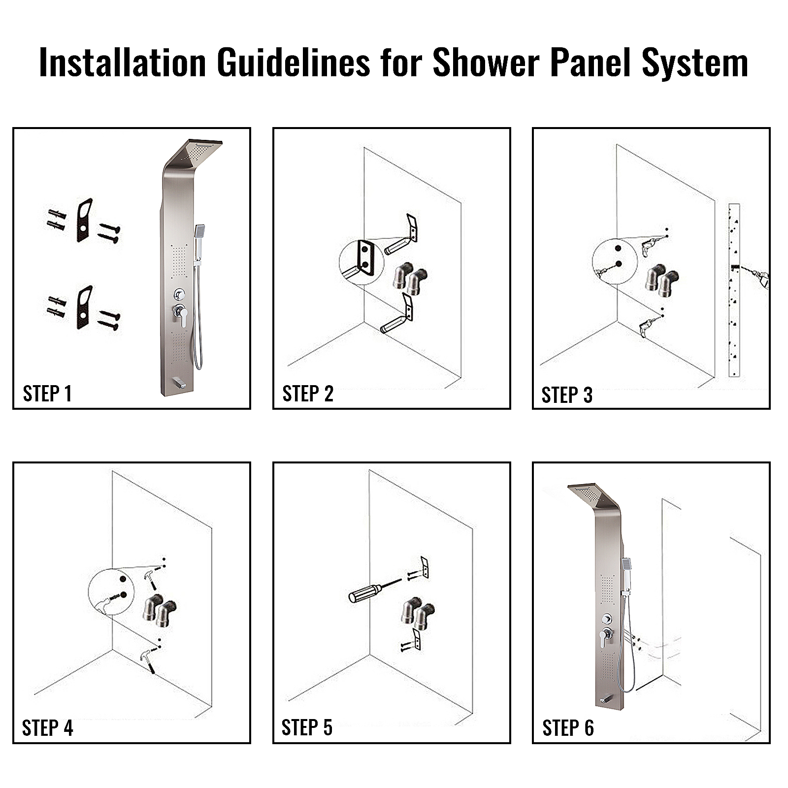 thumbnail image 2 of VEVOR 5 In 1 Shower Panel System,Unitary Type Waterfall Rainfall Shower 2 of 9