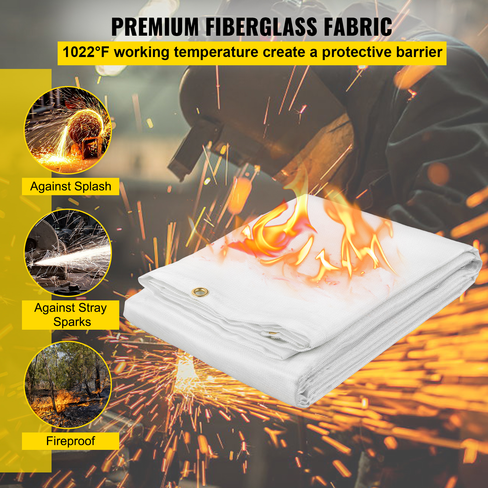 VEVOR Emergency Fire Blankets Fiberglass Welding Blanket 1/2 Pack Fire Blankets