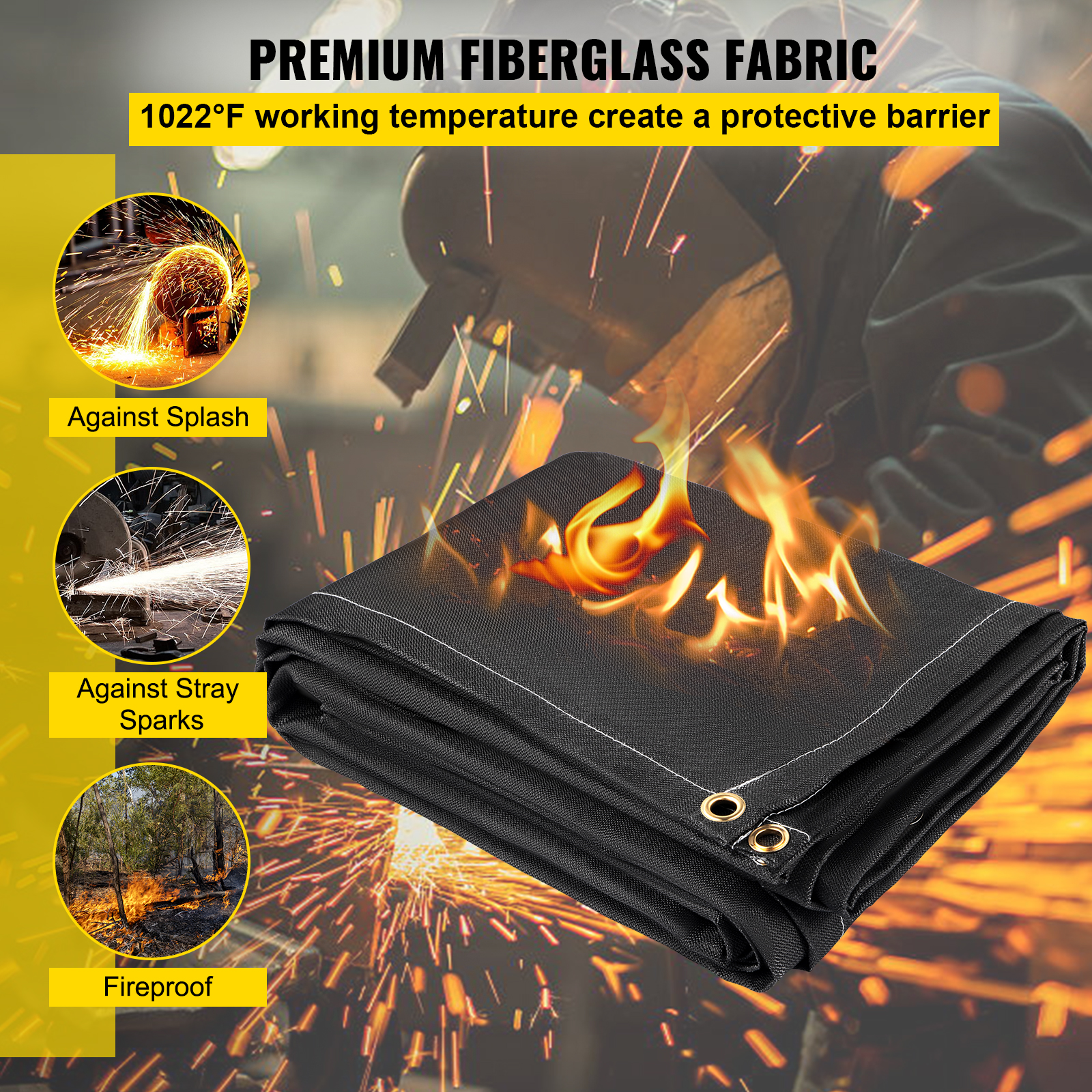 VEVOR Emergency Fire Blankets Fiberglass Welding Blanket 1/2 Pack Fire Blankets