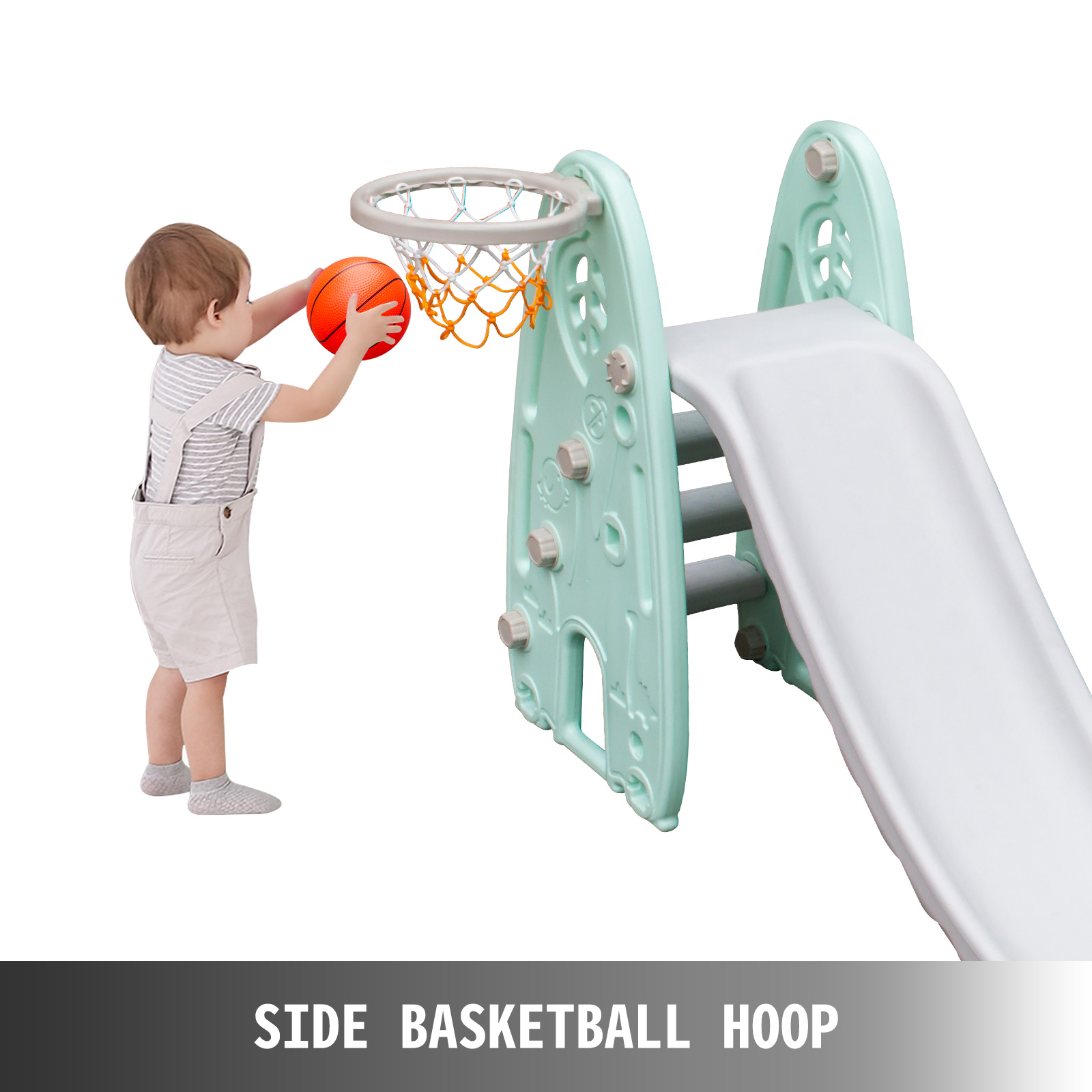 5 in 1 Toddler Slide Swing Set for Basketball Hoop Indoor Outdoor