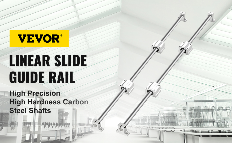 VEVOR Linear Rail Slide 2PCs 16mm x 1000mm Linear Bearing Slide Set with  4Pcs Block Bearings SC20UU+4Pcs Shaft Support Linear Shaft CNC Parts Kits  for