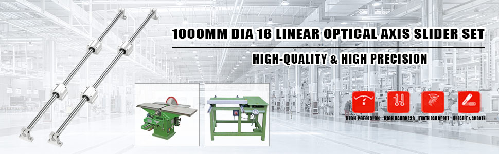 VEVOR Linear Rail Slide 2PCs 16mm x 1000mm Linear Bearing Slide Set with 4Pcs Block Bearings SC20UU+4Pcs Shaft Support Linear Shaft CNC Parts Kits for Electronic Equipment Guide Bar