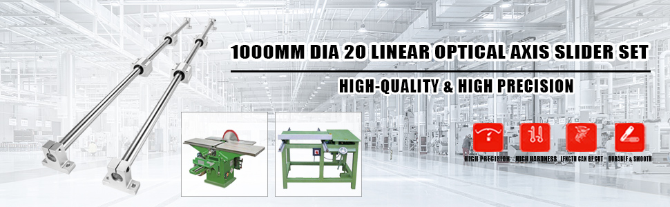 VEVOR Linear Rail Slide 2PCs 20mm x 1000mm Linear Bearing Slide Set with 4Pcs Block Bearings SC20UU+4Pcs Shaft Support Linear Shaft CNC Parts Kits for Electronic Equipment Guide Bar