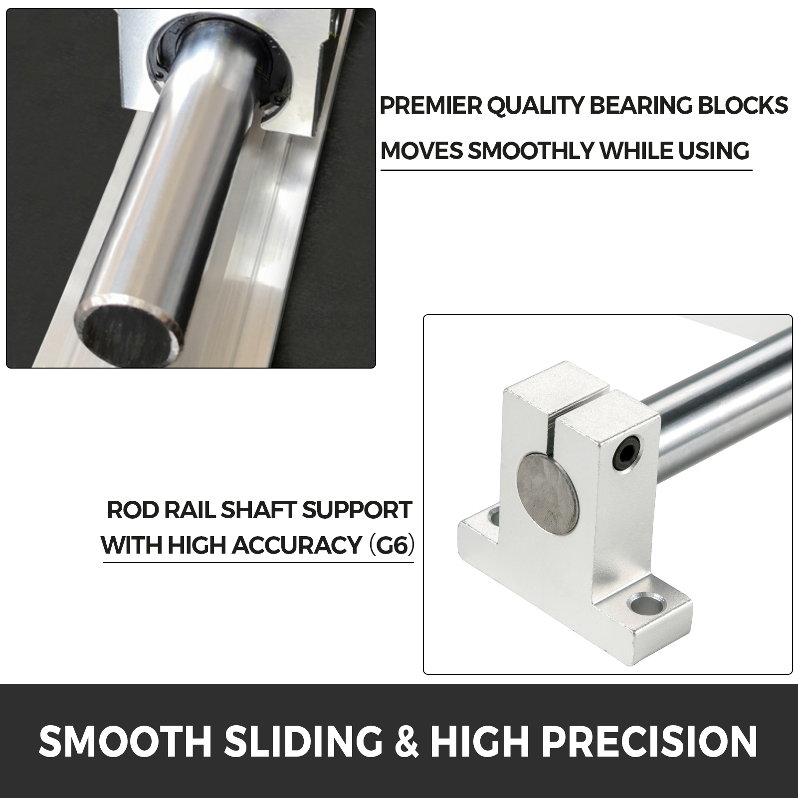 VEVOR Linear Rail Slide 2PCs 20mm x 1000mm Linear Bearing Slide Set with 4Pcs Block Bearings SC20UU+4Pcs Shaft Support Linear Shaft CNC Parts Kits for Electronic Equipment Guide Bar