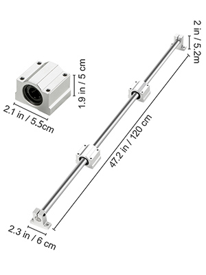 VEVOR Linear Rail Slide 2PCs 20mm x 1200mm Linear Bearing Slide Set with 4Pcs Block Bearings SC20UU+4Pcs Shaft Support Linear Shaft CNC Parts Kits for Electronic Equipment Guide Bar