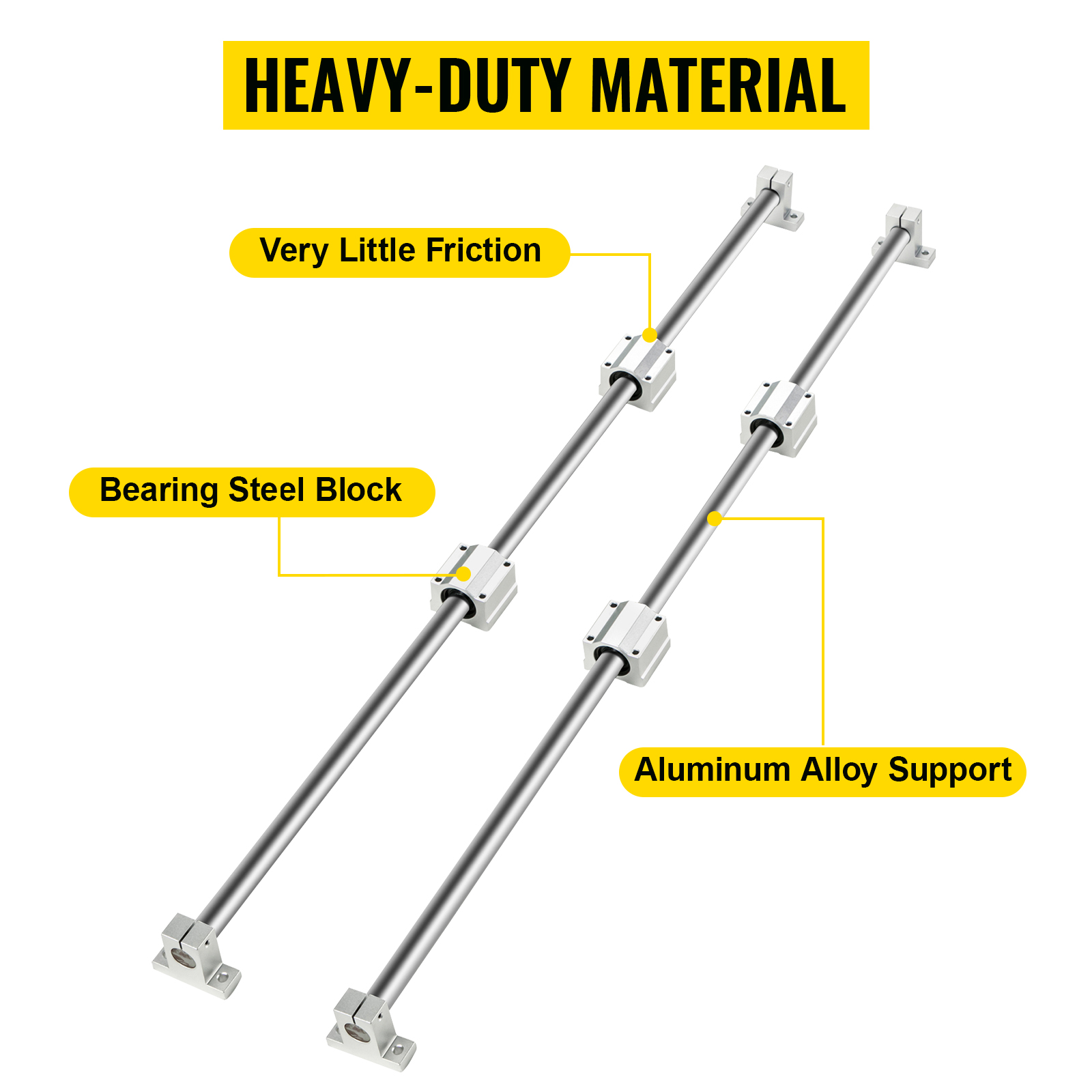 VEVOR Linear Rail Slide 2PCs 20mm x 1200mm Linear Bearing Slide Set with 4Pcs Block Bearings SC20UU+4Pcs Shaft Support Linear Shaft CNC Parts Kits for Electronic Equipment Guide Bar