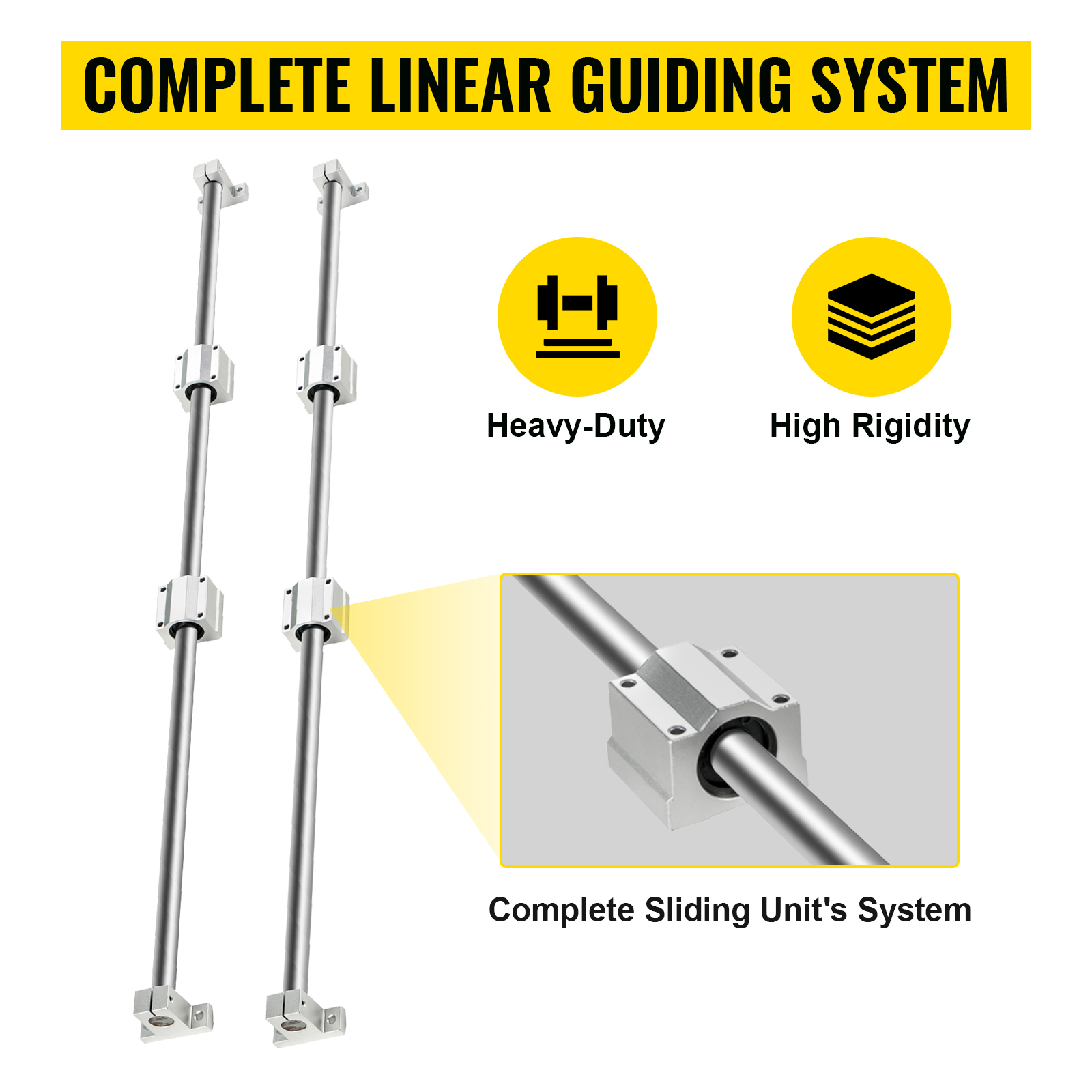 VEVOR Linear Rail Slide 2PCs 20mm x 1200mm Linear Bearing Slide Set with 4Pcs Block Bearings SC20UU+4Pcs Shaft Support Linear Shaft CNC Parts Kits for Electronic Equipment Guide Bar