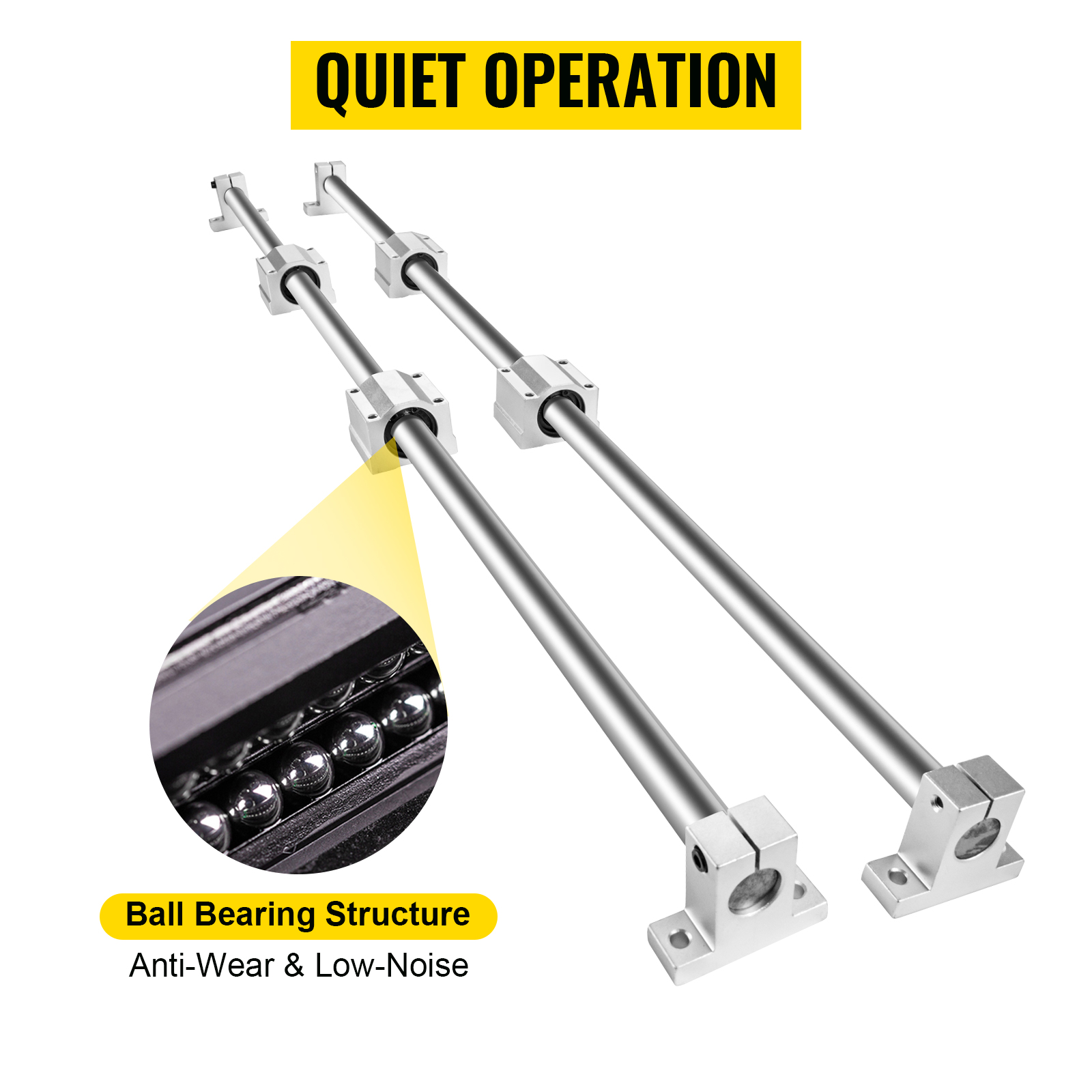 VEVOR Linear Rail Slide 2PCs 20mm x 1200mm Linear Bearing Slide Set with 4Pcs Block Bearings SC20UU+4Pcs Shaft Support Linear Shaft CNC Parts Kits for Electronic Equipment Guide Bar