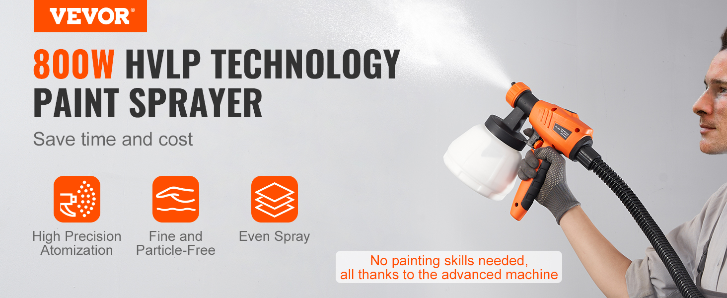 Electric Paint Sprayer, 500W High Power Spray Gun with 4 Nozzles, 800ml  Container for Furniture, Cabinets, Fence
