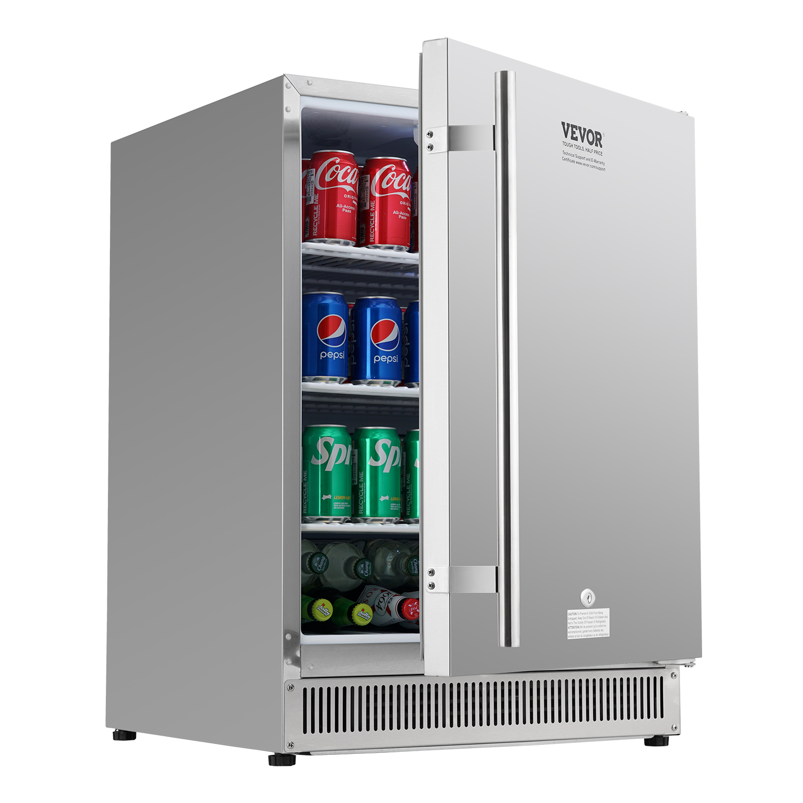 VEVOR 24" Built-in Beverage Refrigerator Fridge Cooler 185QT Beer Indoor/Outdoor