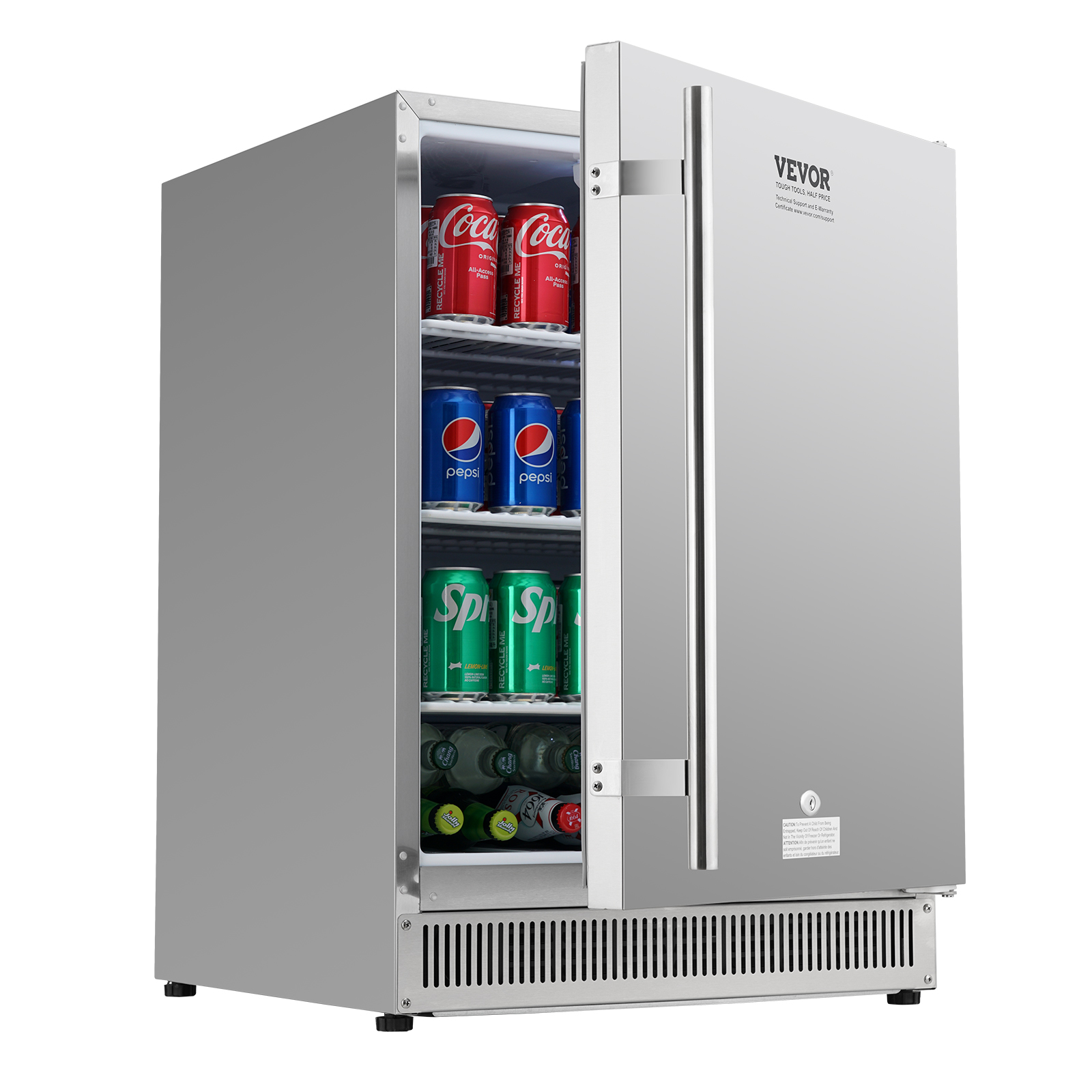 VEVOR 24" Built-in Beverage Refrigerator Fridge Cooler 185QT Beer Indoor/Outdoor